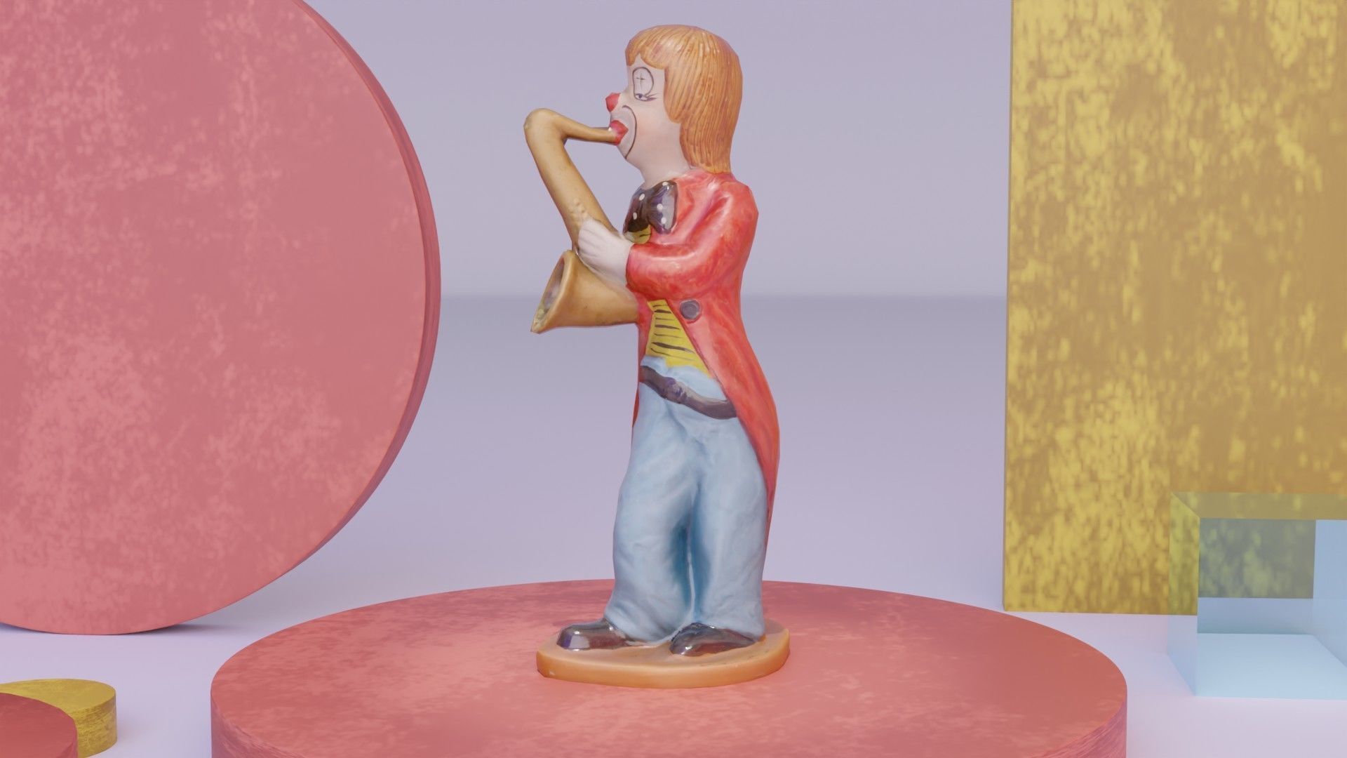 Clown statuette Low-poly 3D model_9