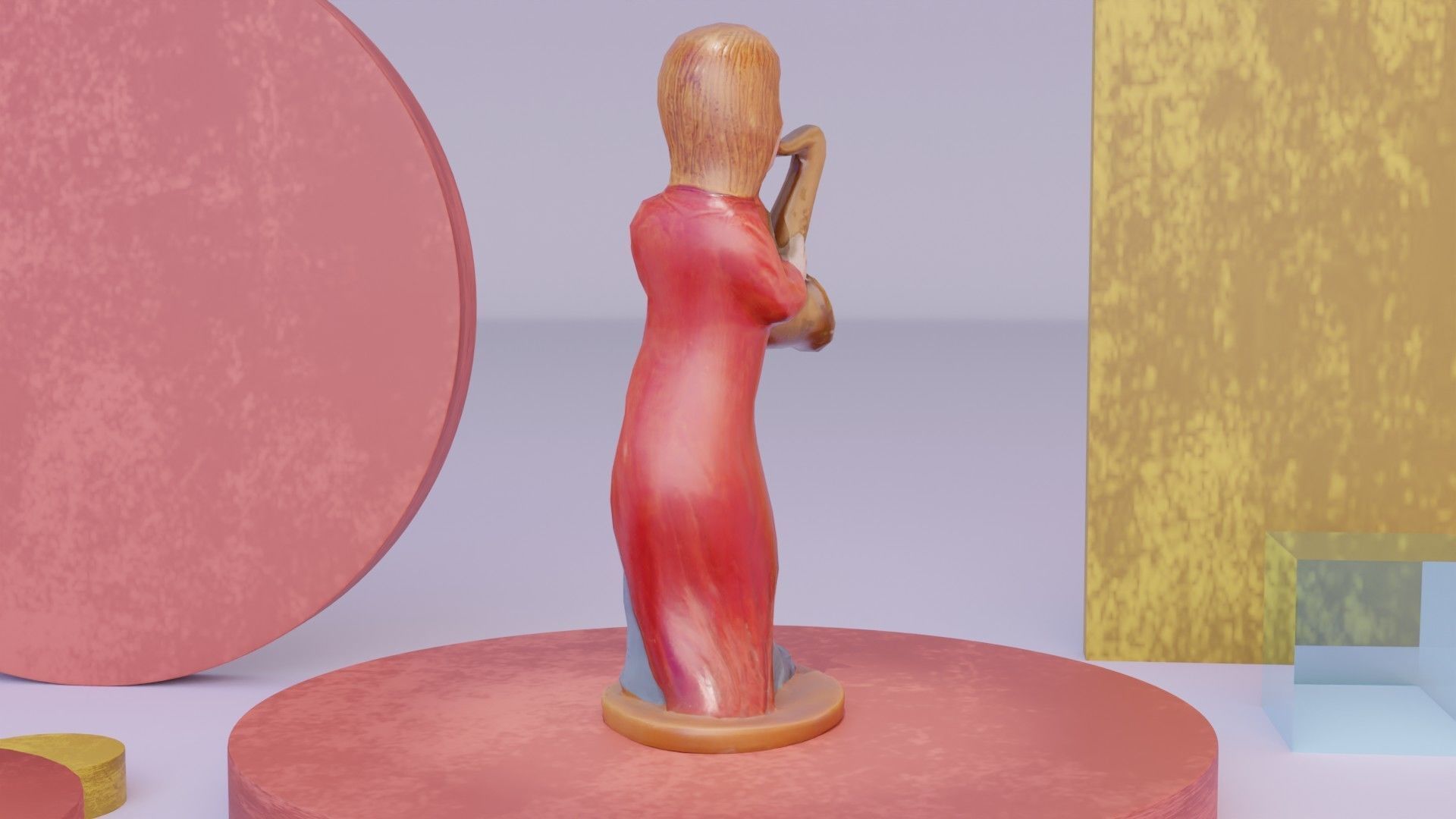 Clown statuette Low-poly 3D model_5