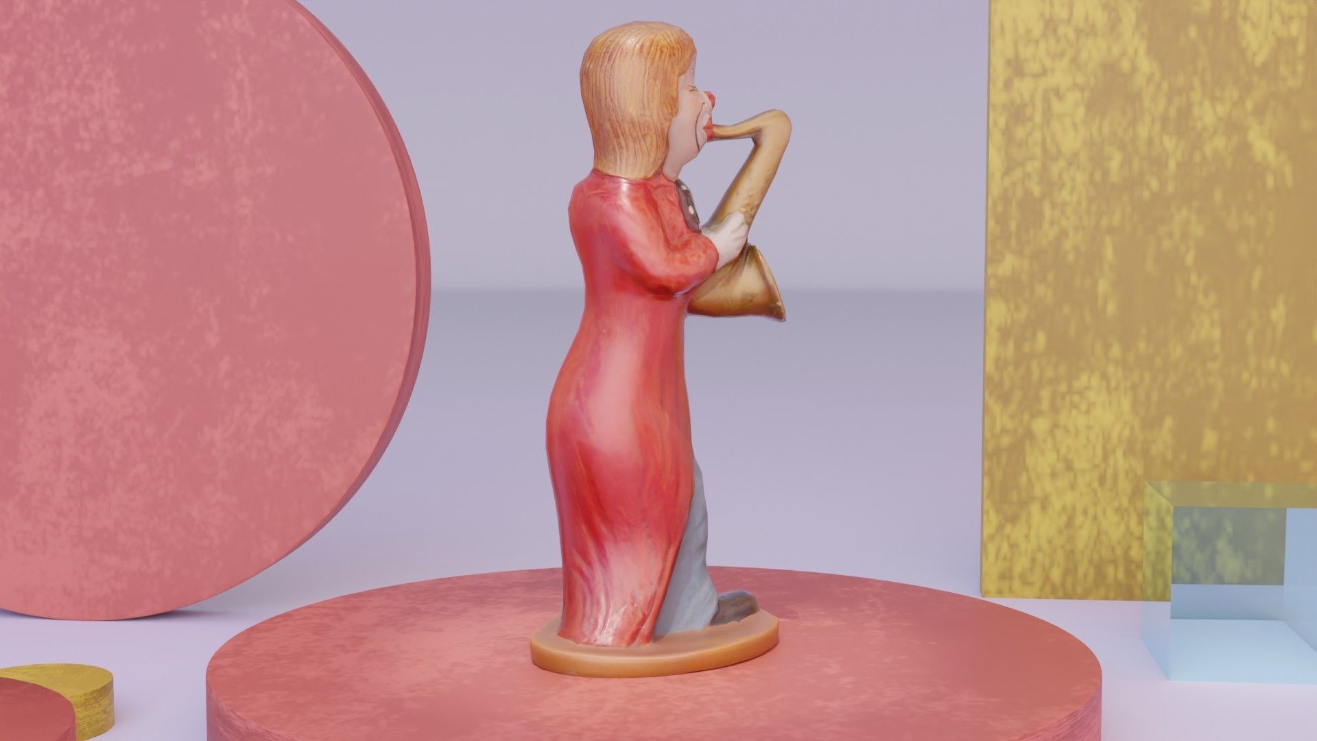 Clown statuette Low-poly 3D model_4