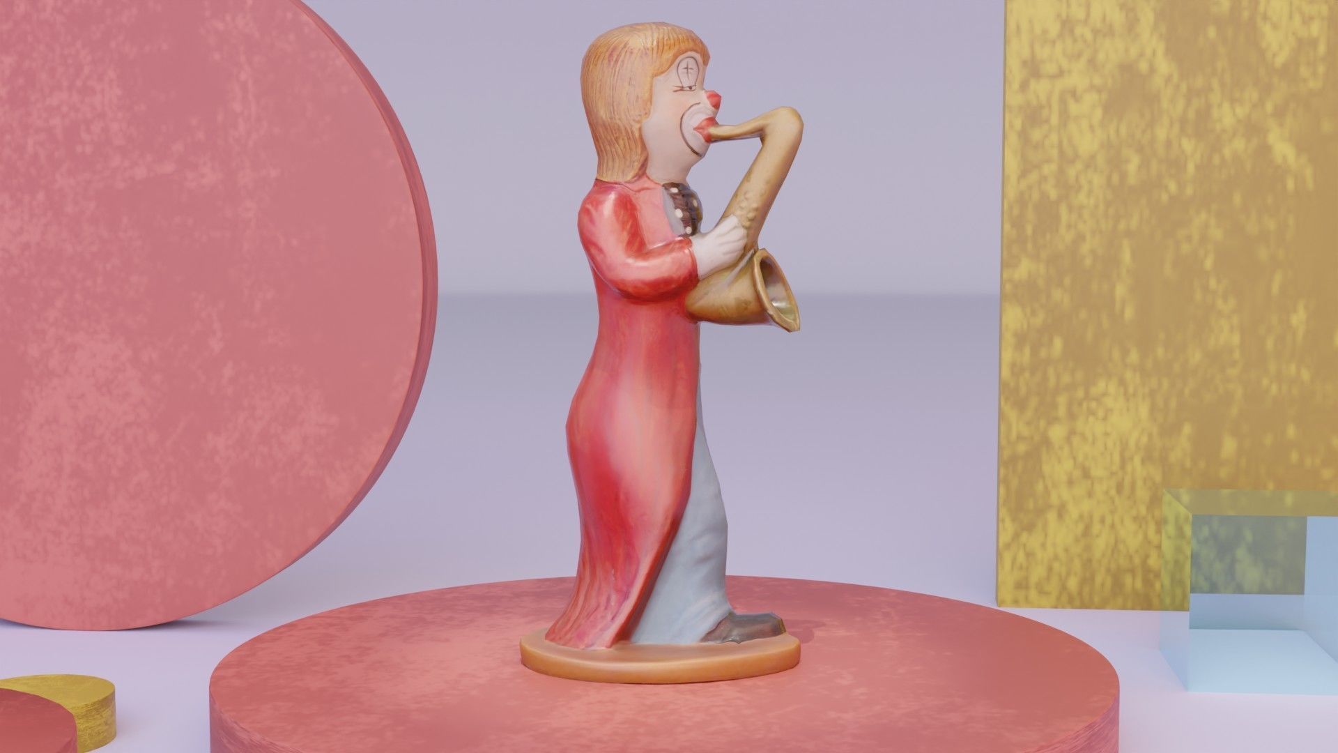 Clown statuette Low-poly 3D model_3