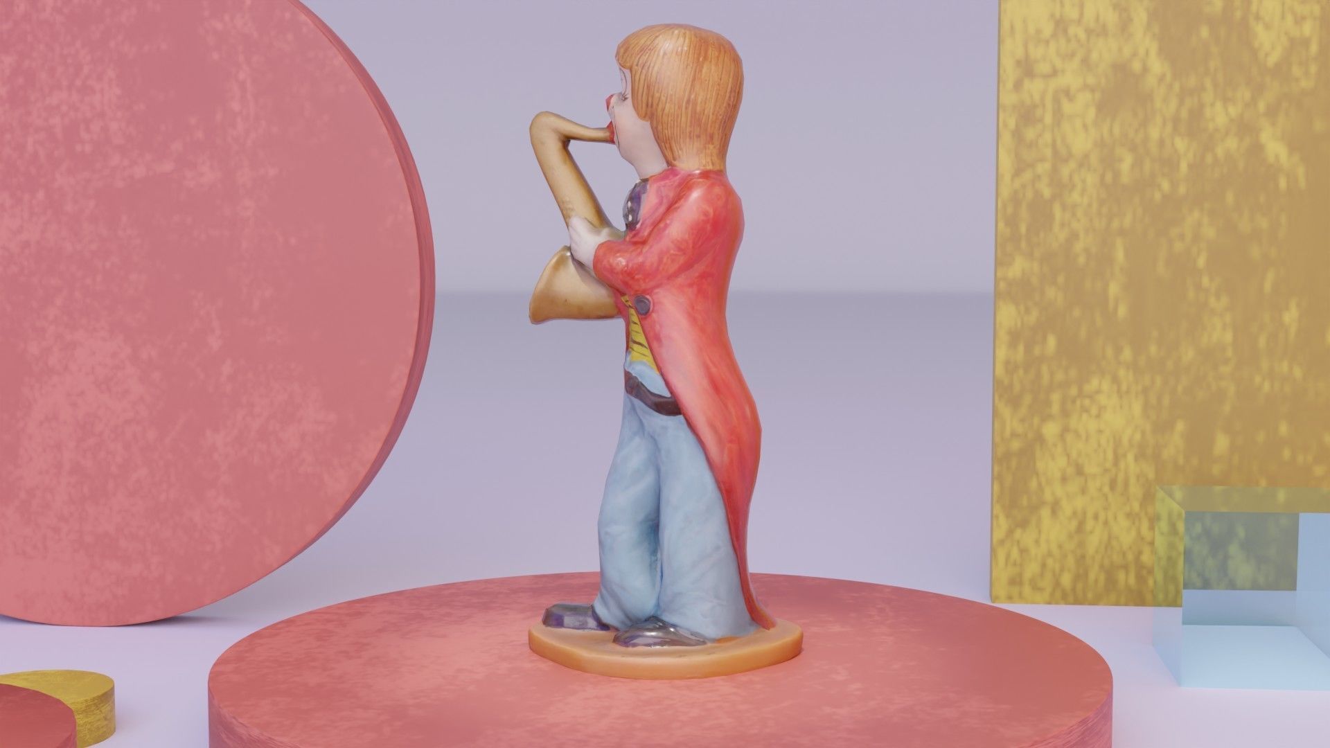 Clown statuette Low-poly 3D model_8