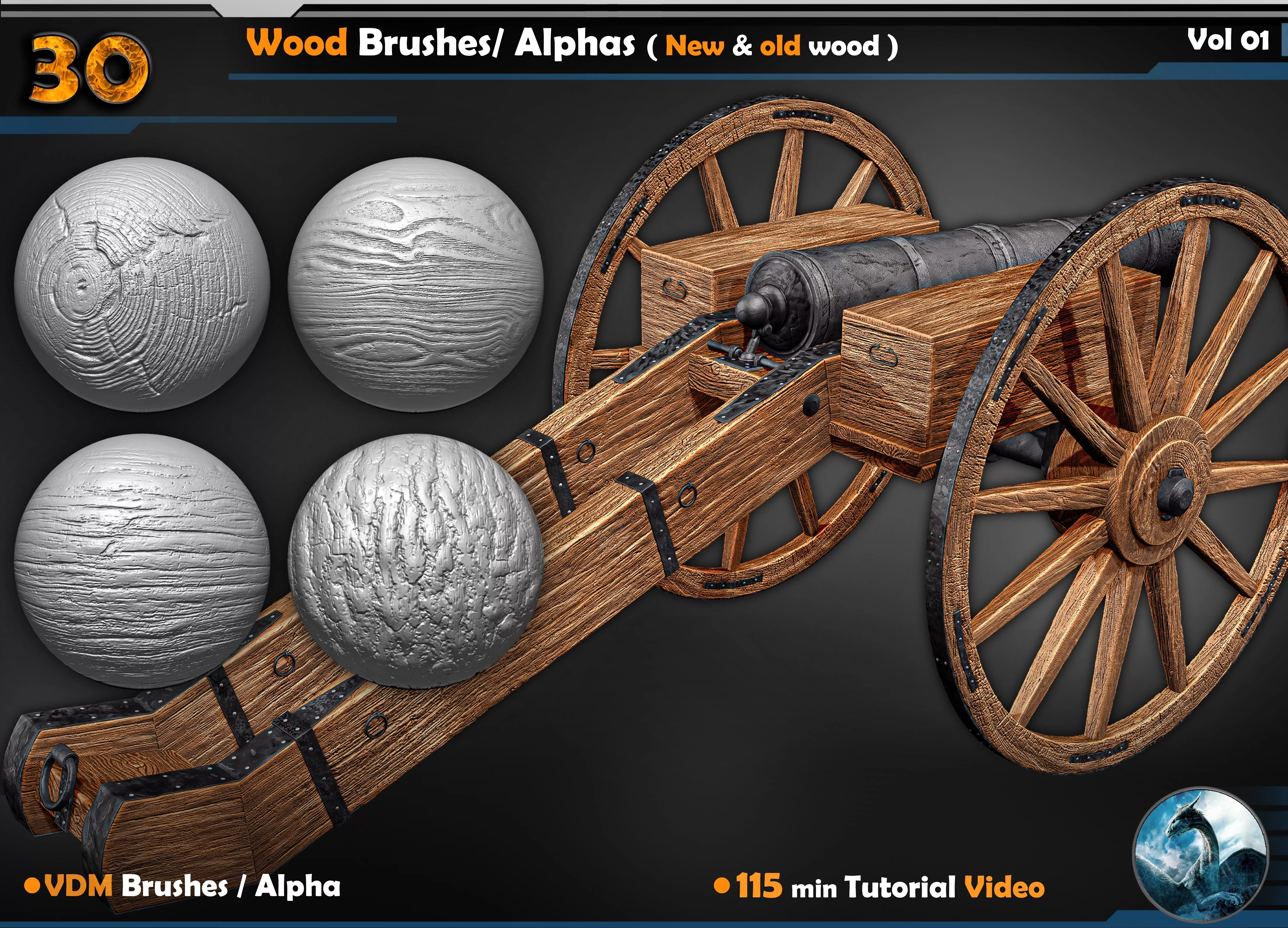 30 Wood VDM Brushes Vol 01 Texture