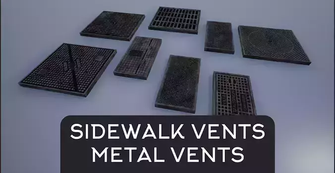 Lowpoly Metal Street Sidewalk Vents