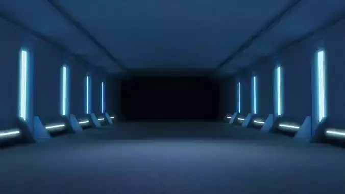 Neon sci fi studio Garage interior scene 3D model