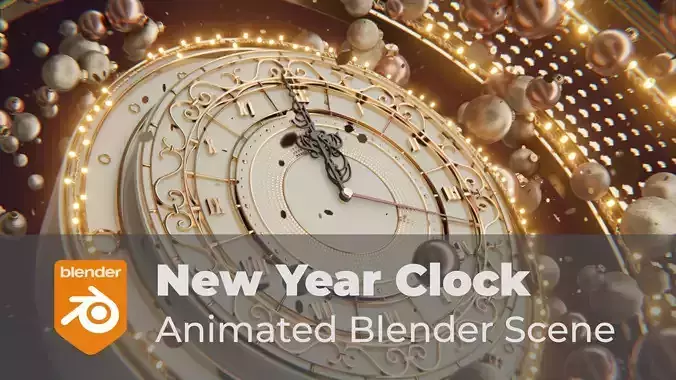 Animated New Year Clock Scene