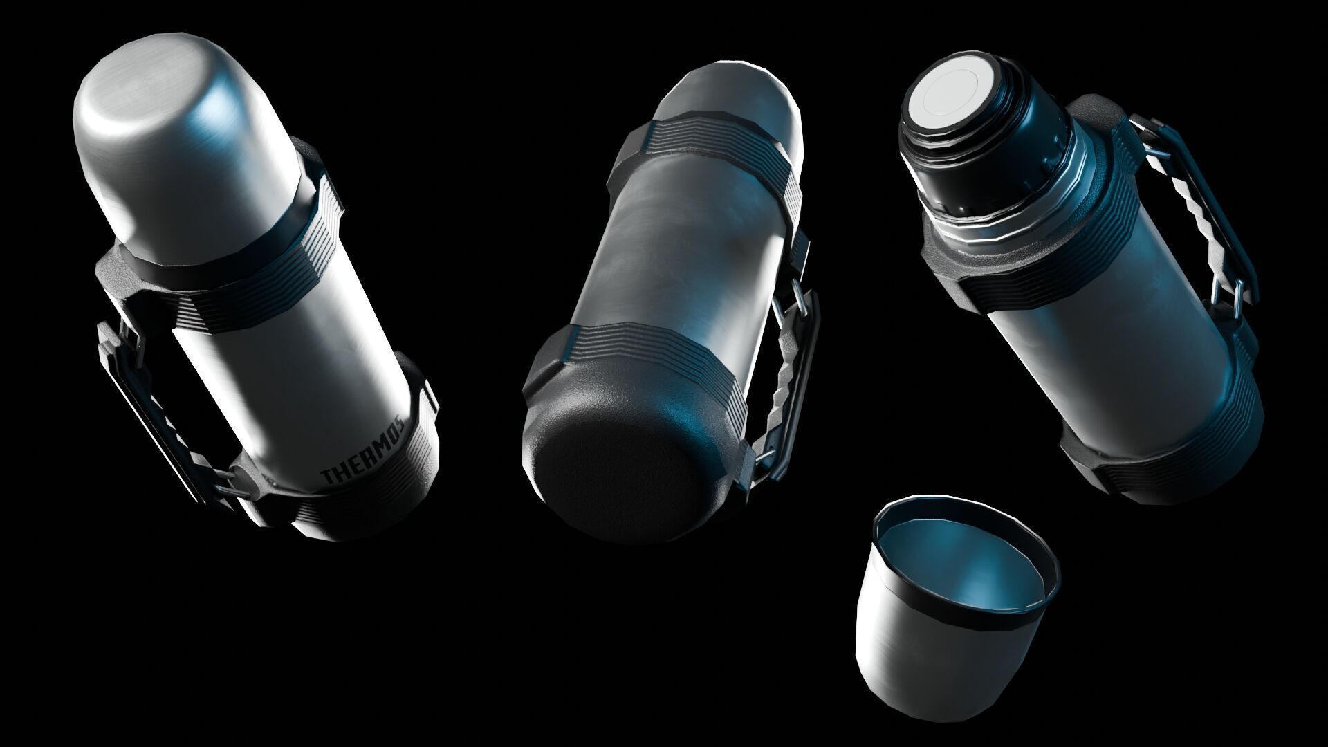 Thermos Coffee Flask Low-poly 3D model_6