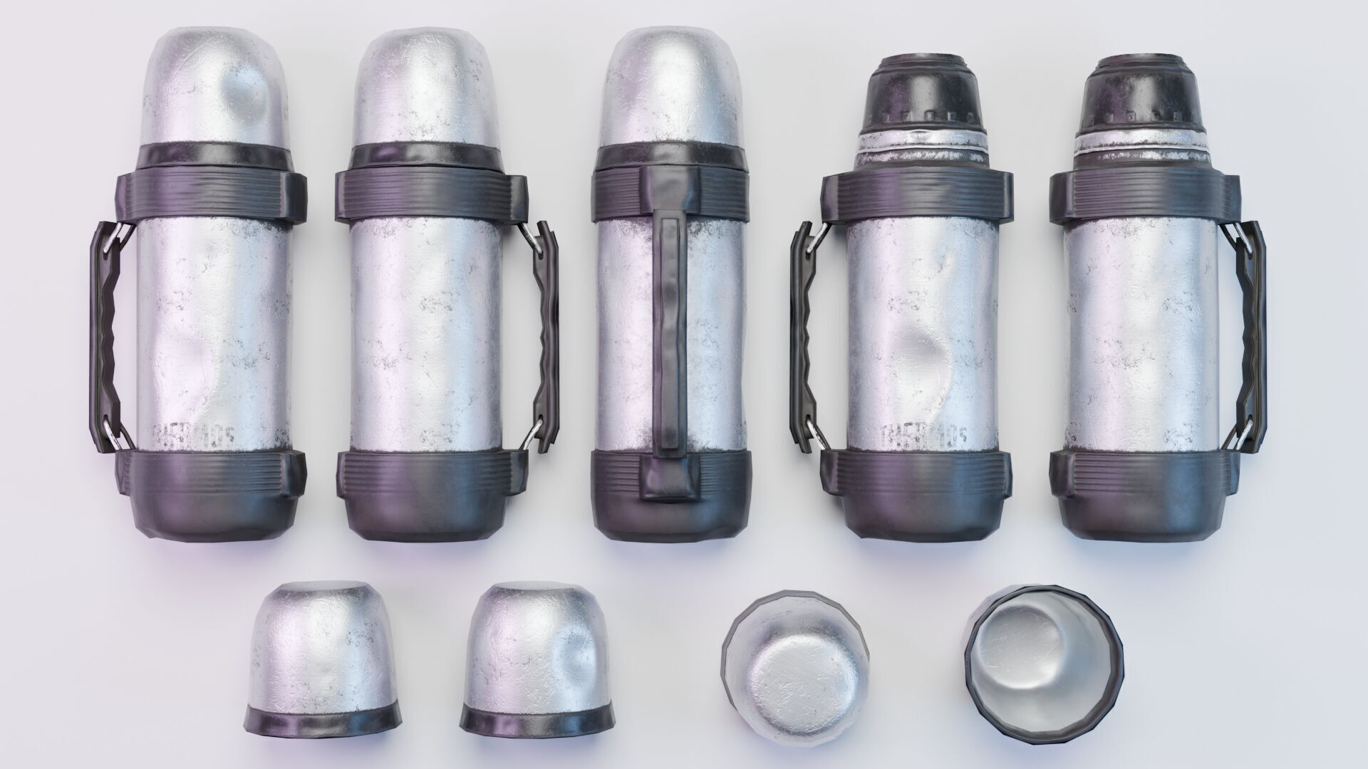 Thermos Coffee Flask Low-poly 3D model_3