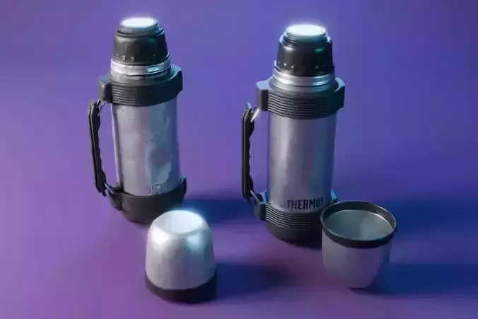Thermos Coffee Flask Low-poly 3D model