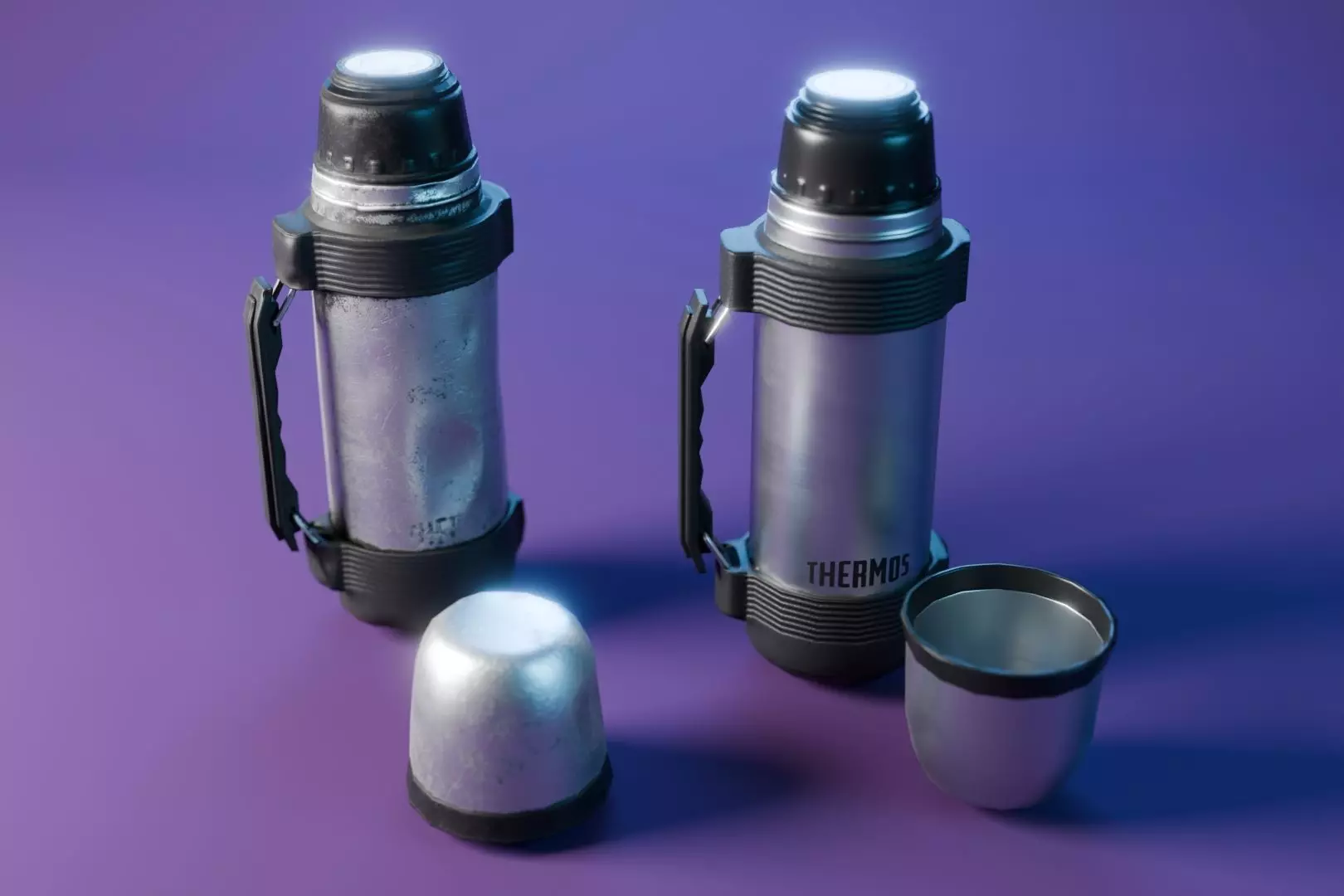 Thermos Coffee Flask Low-poly 3D model_0