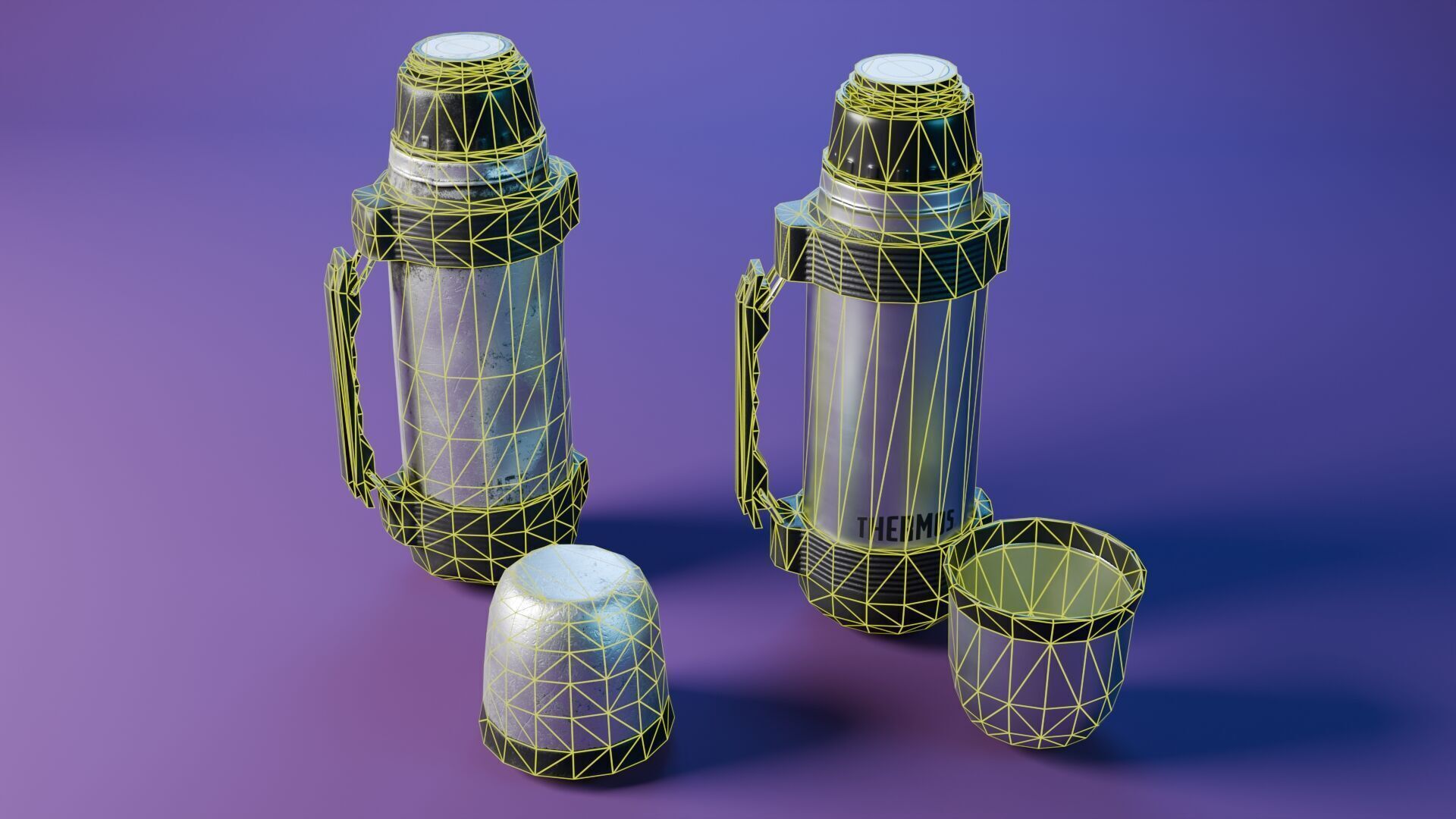 Thermos Coffee Flask Low-poly 3D model_7