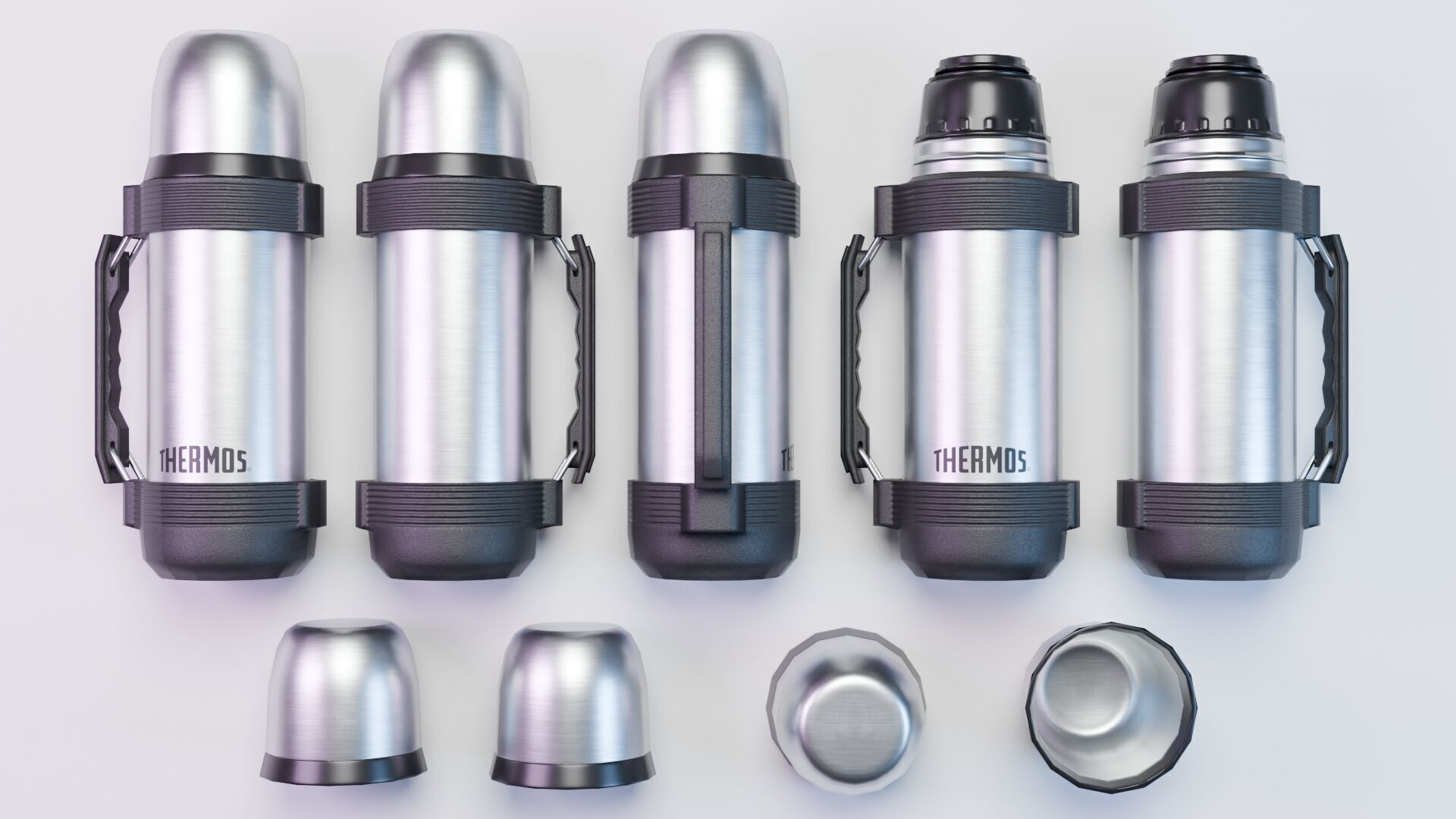 Thermos Coffee Flask Low-poly 3D model_4