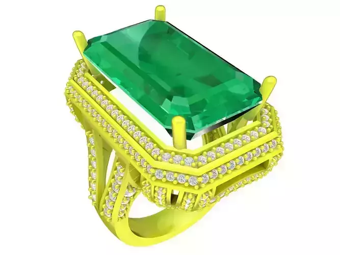 big diamond emeral women ring 4276