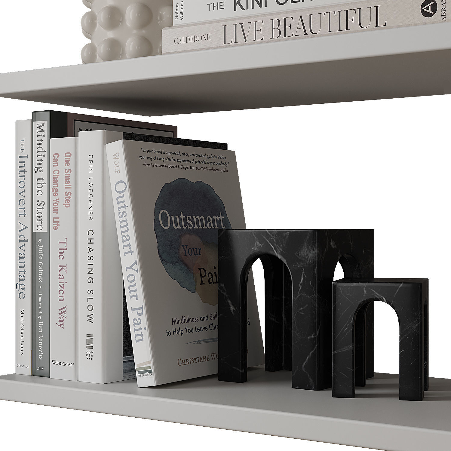 Decorative shelves with vases and books 3D model_5