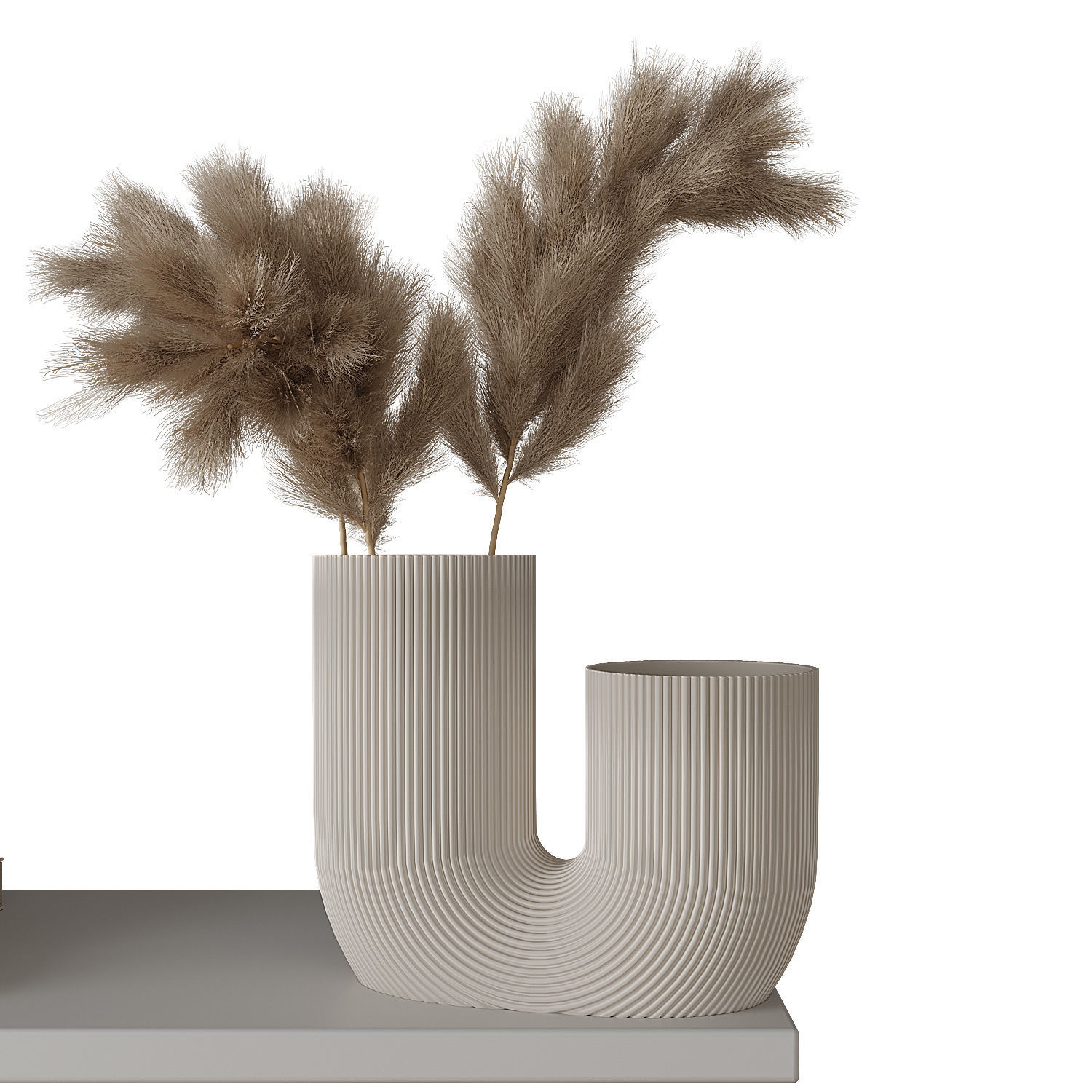 Decorative shelves with vases and books 3D model_1