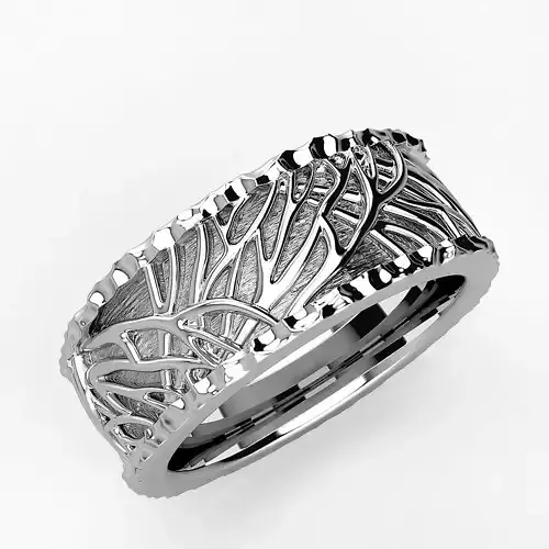 tree of life hammered wedding band  3D print model