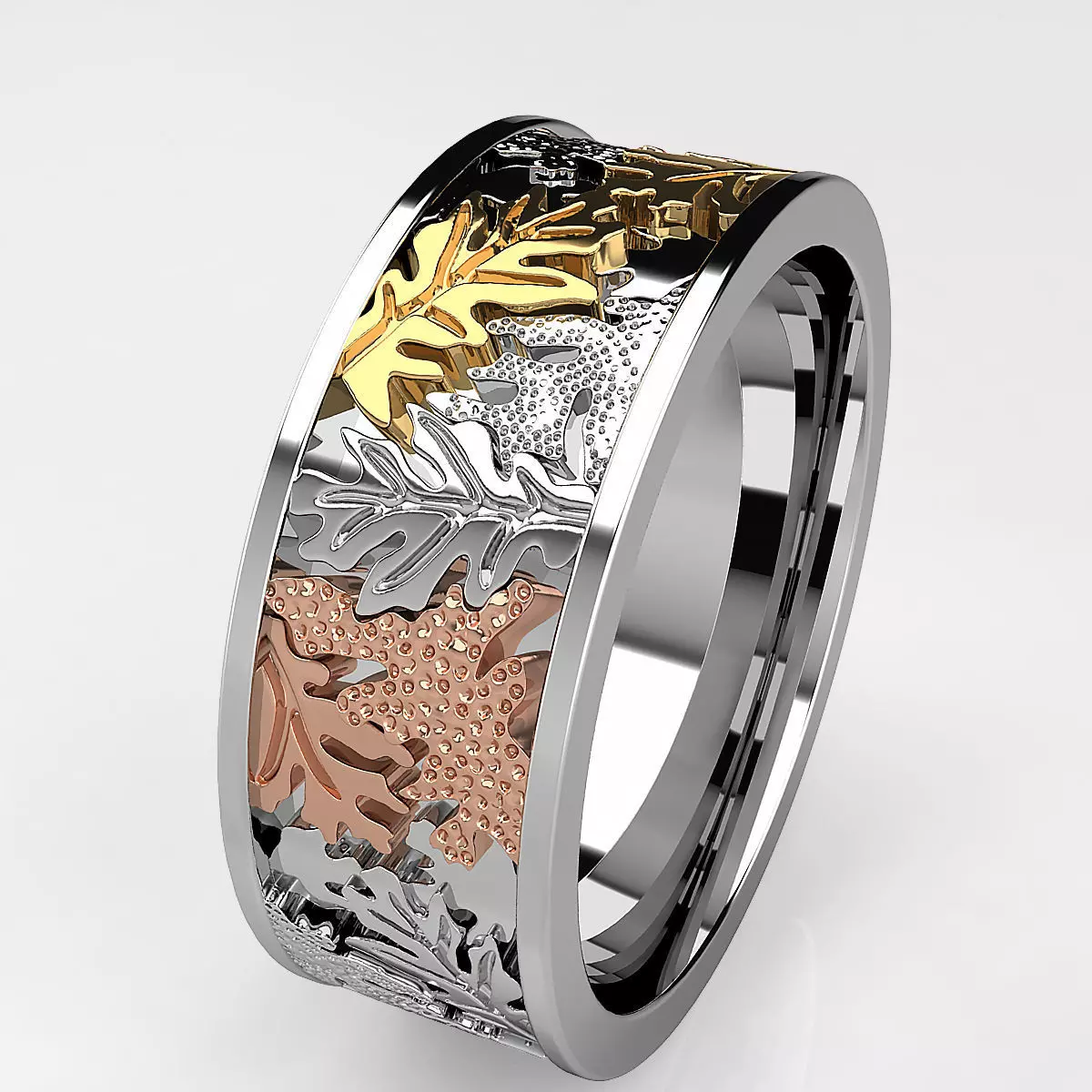 Leaf and Vine and tree of life wedding rings 3D print model