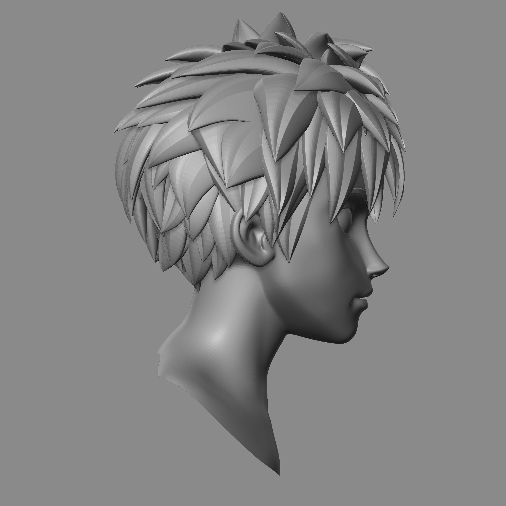 Head anime basemesh Low-poly 3D model_3