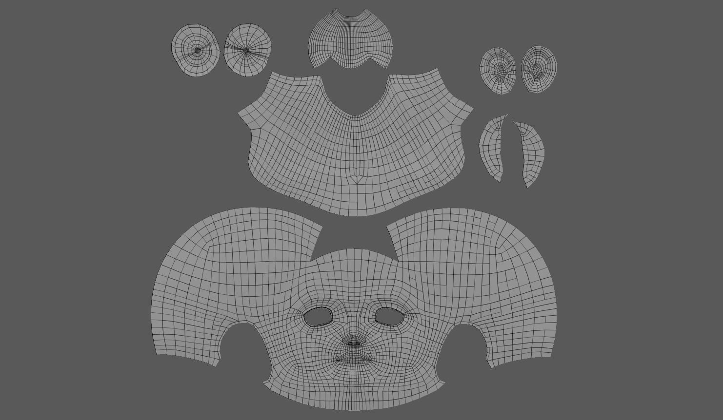 Head anime basemesh Low-poly 3D model_9