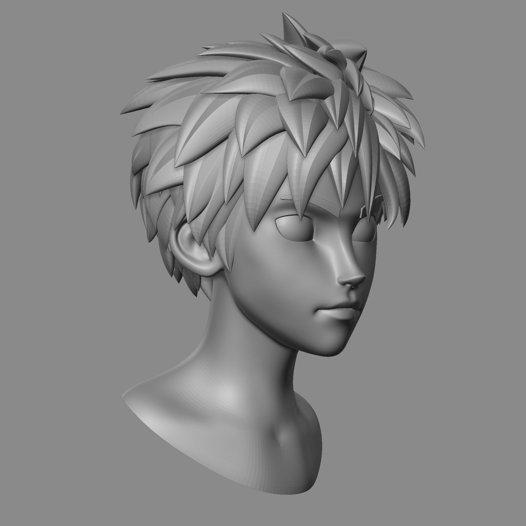 Head anime basemesh Low-poly 3D model_2