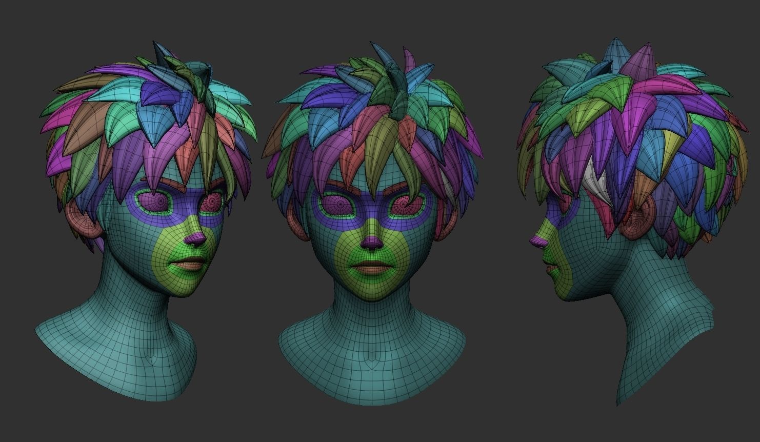 Head anime basemesh Low-poly 3D model_8