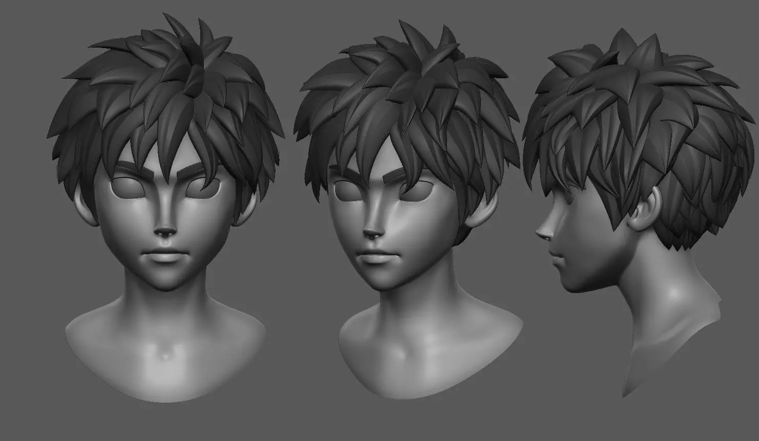 Head anime basemesh Low-poly 3D model_0