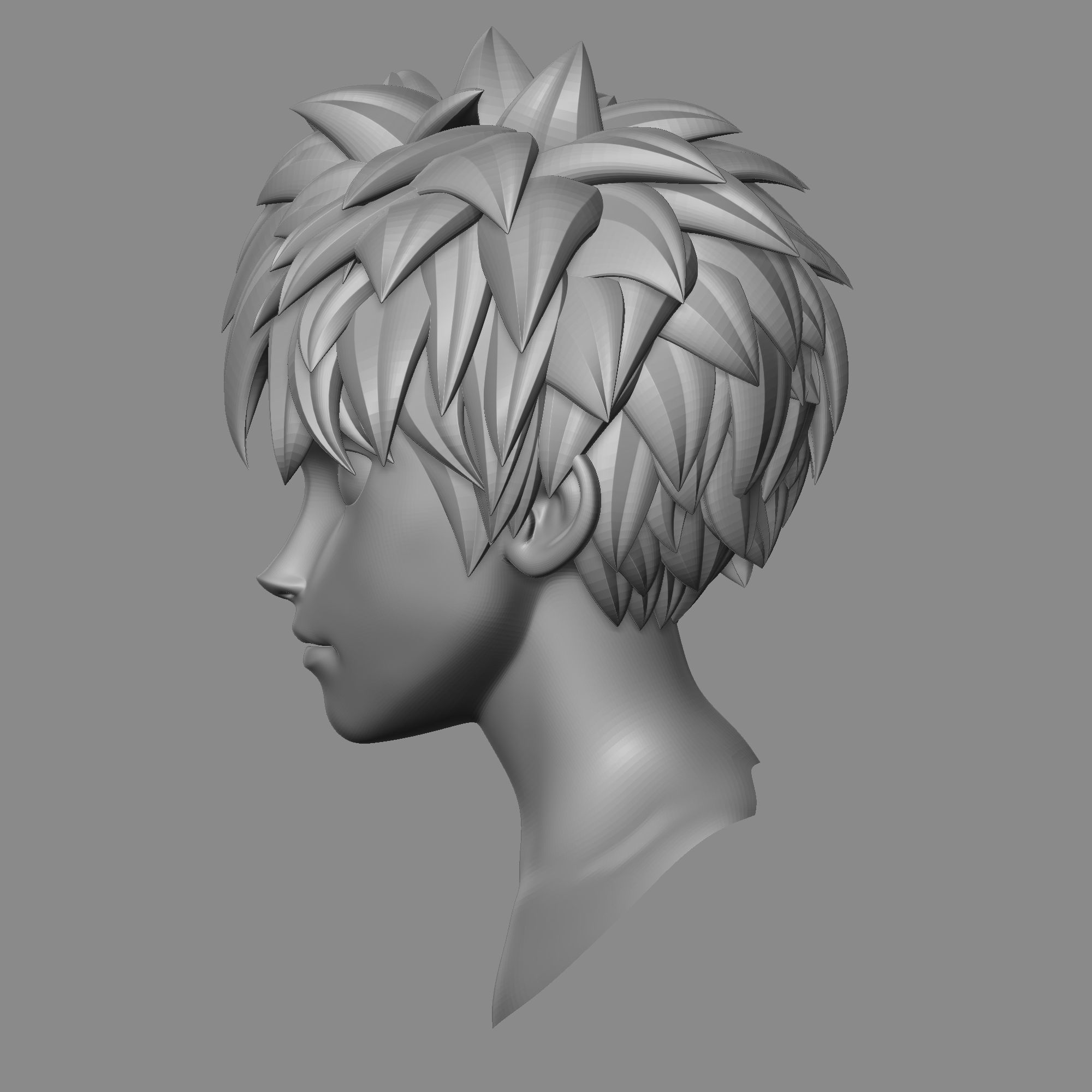 Head anime basemesh Low-poly 3D model_5