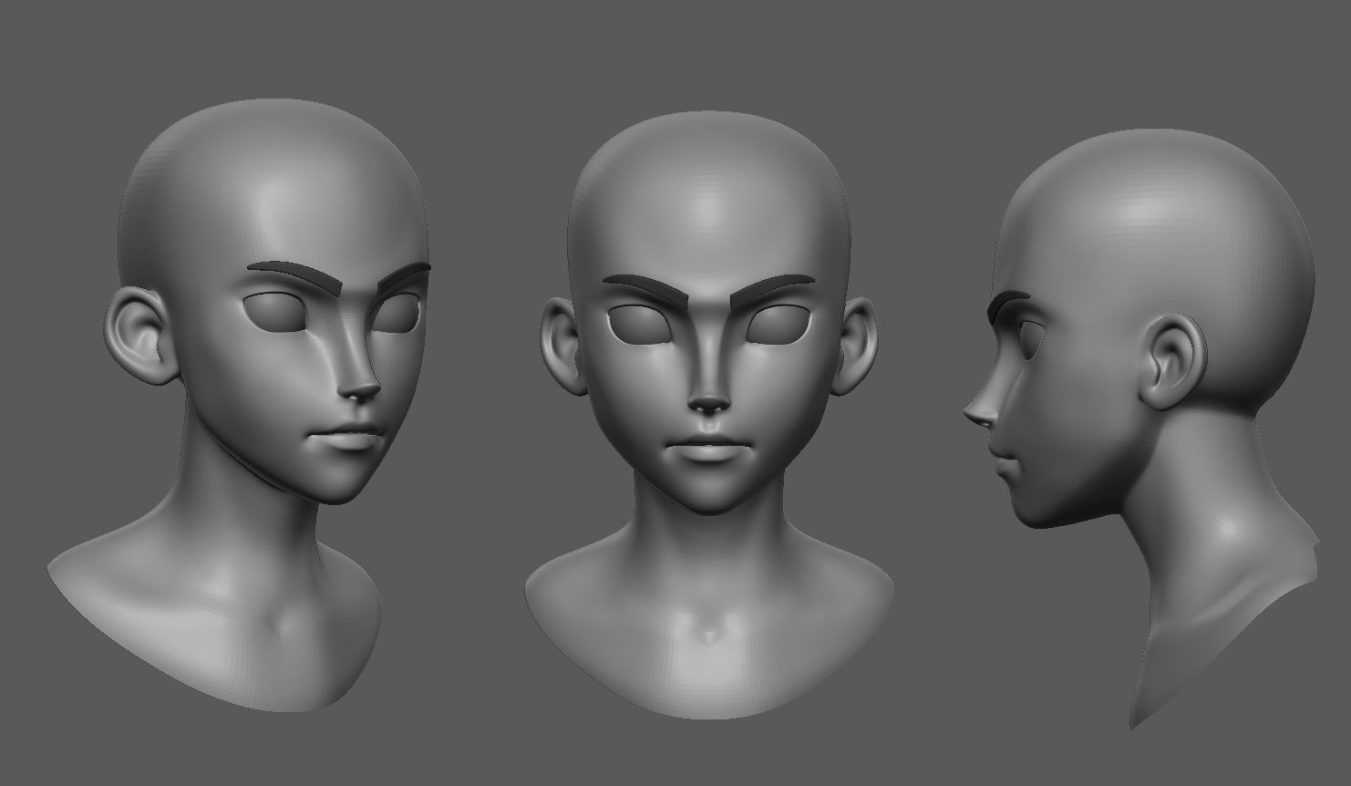 Head anime basemesh Low-poly 3D model_6