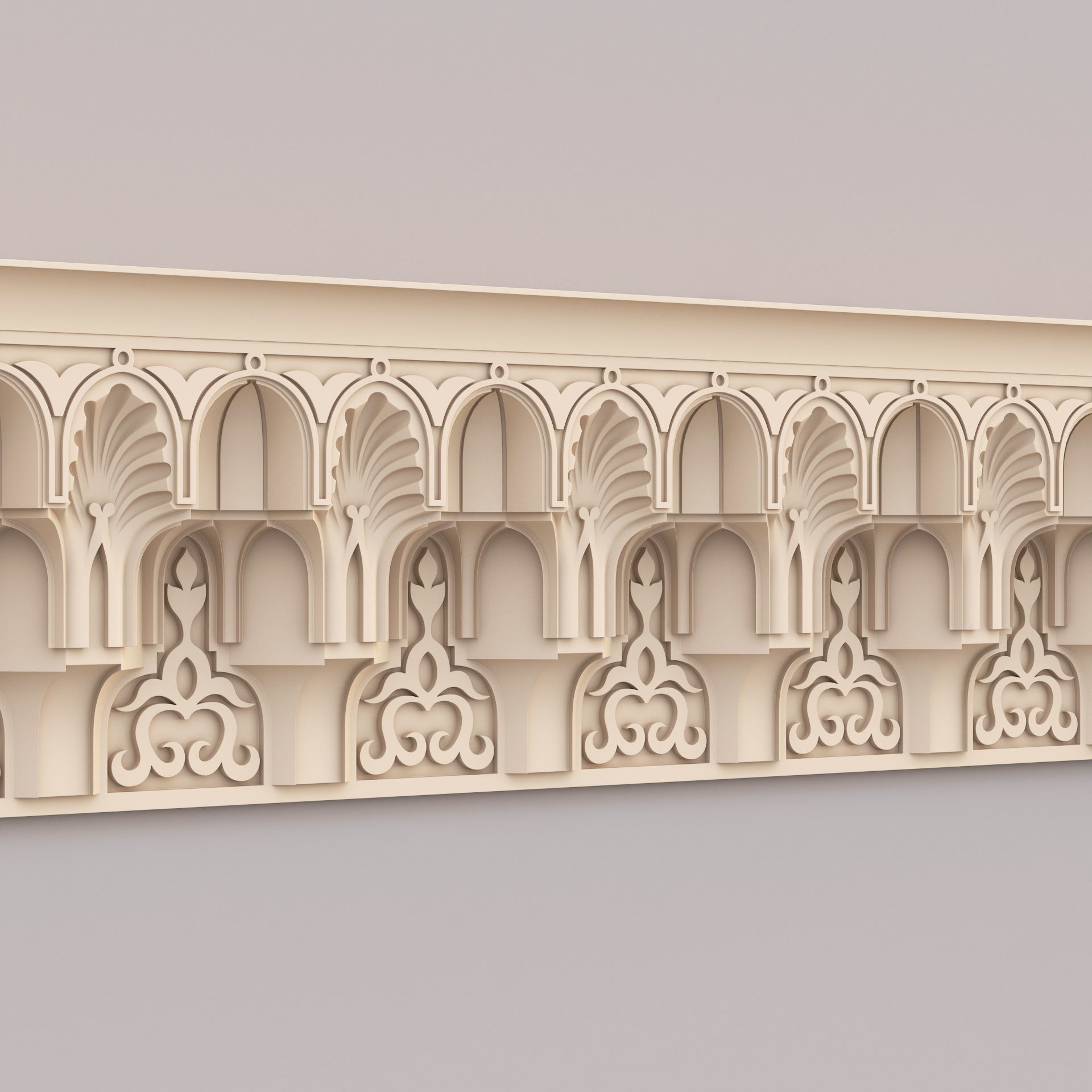 Classic Islamic Muqarnas Cornice 002 3D model_5