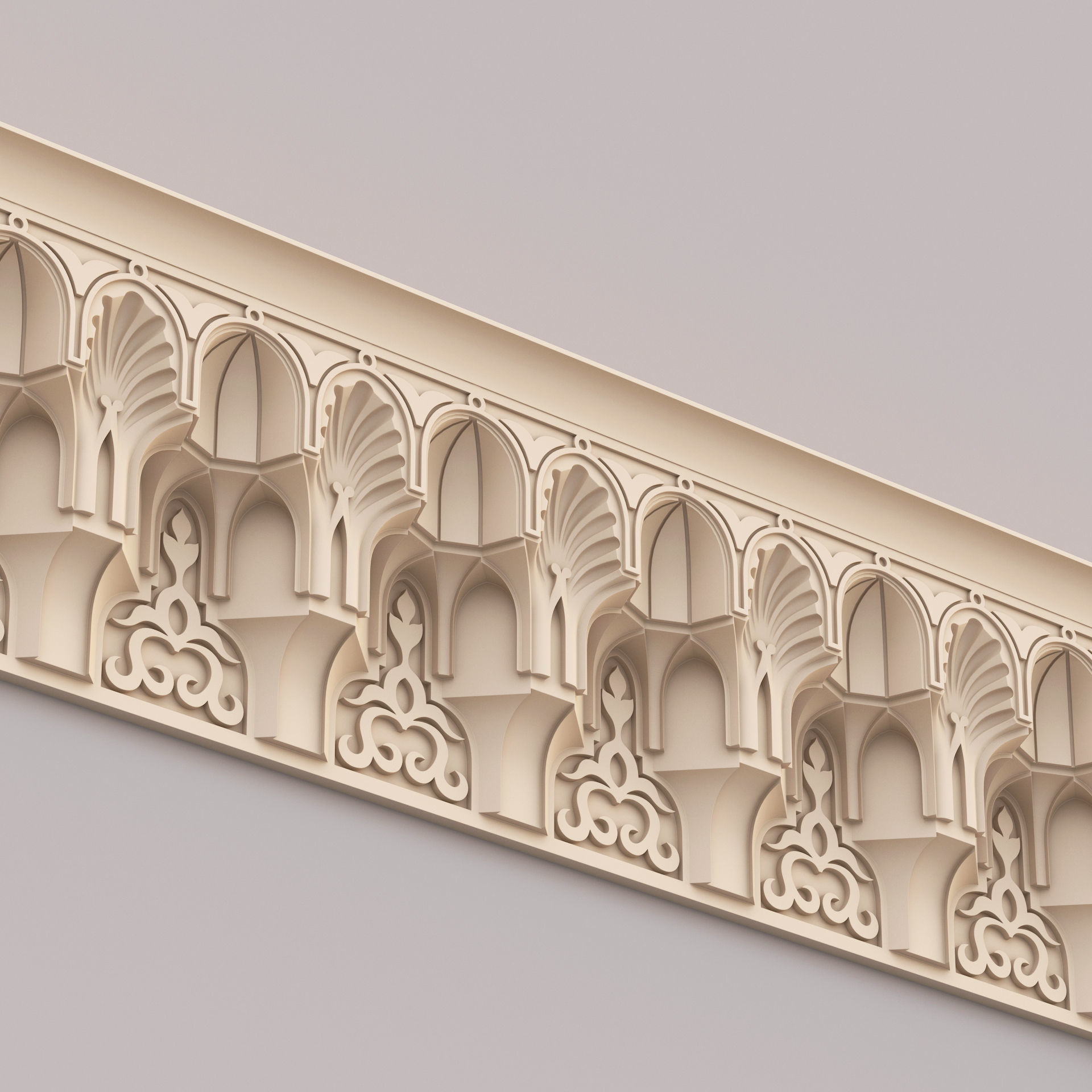 Classic Islamic Muqarnas Cornice 002 3D model_7