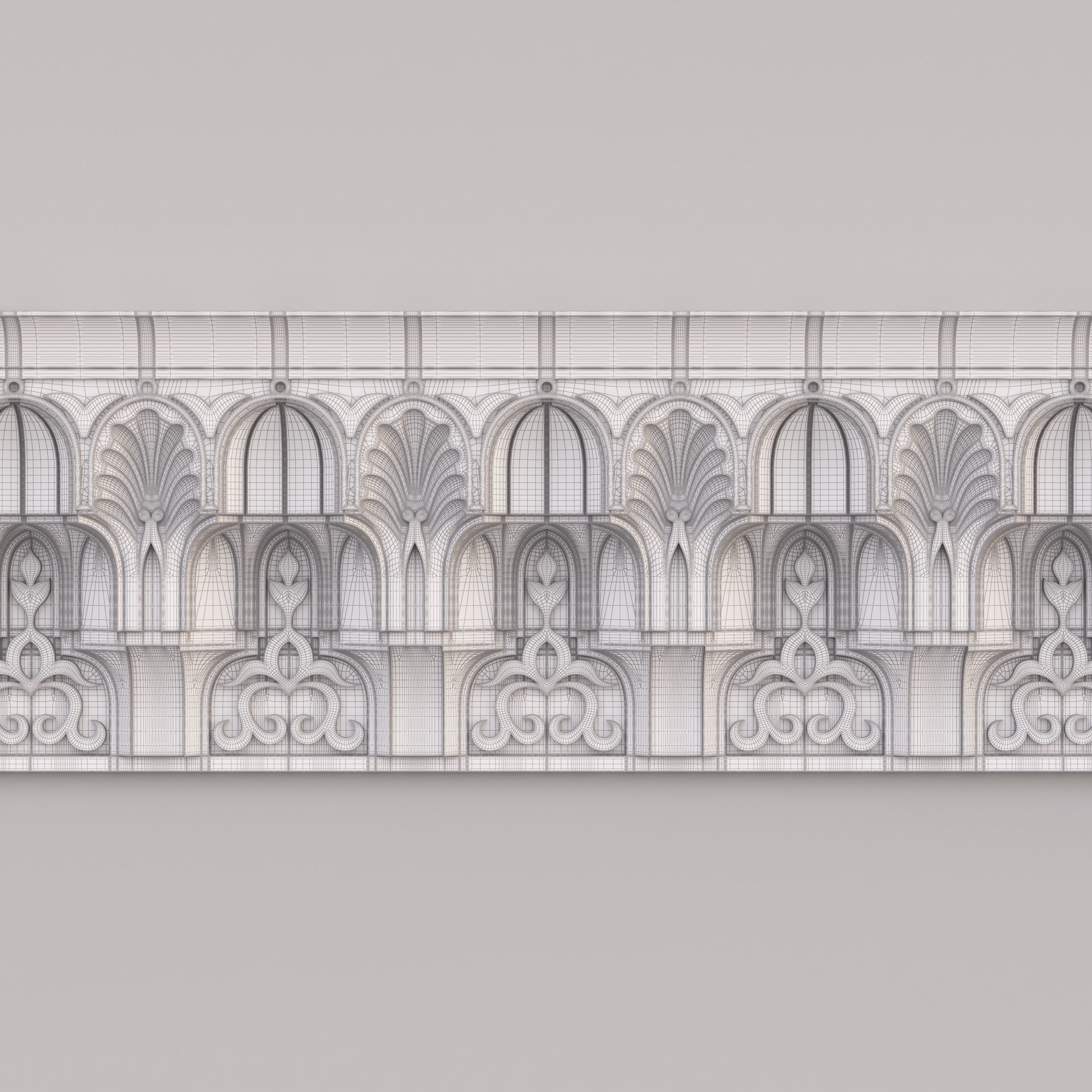 Classic Islamic Muqarnas Cornice 002 3D model_11
