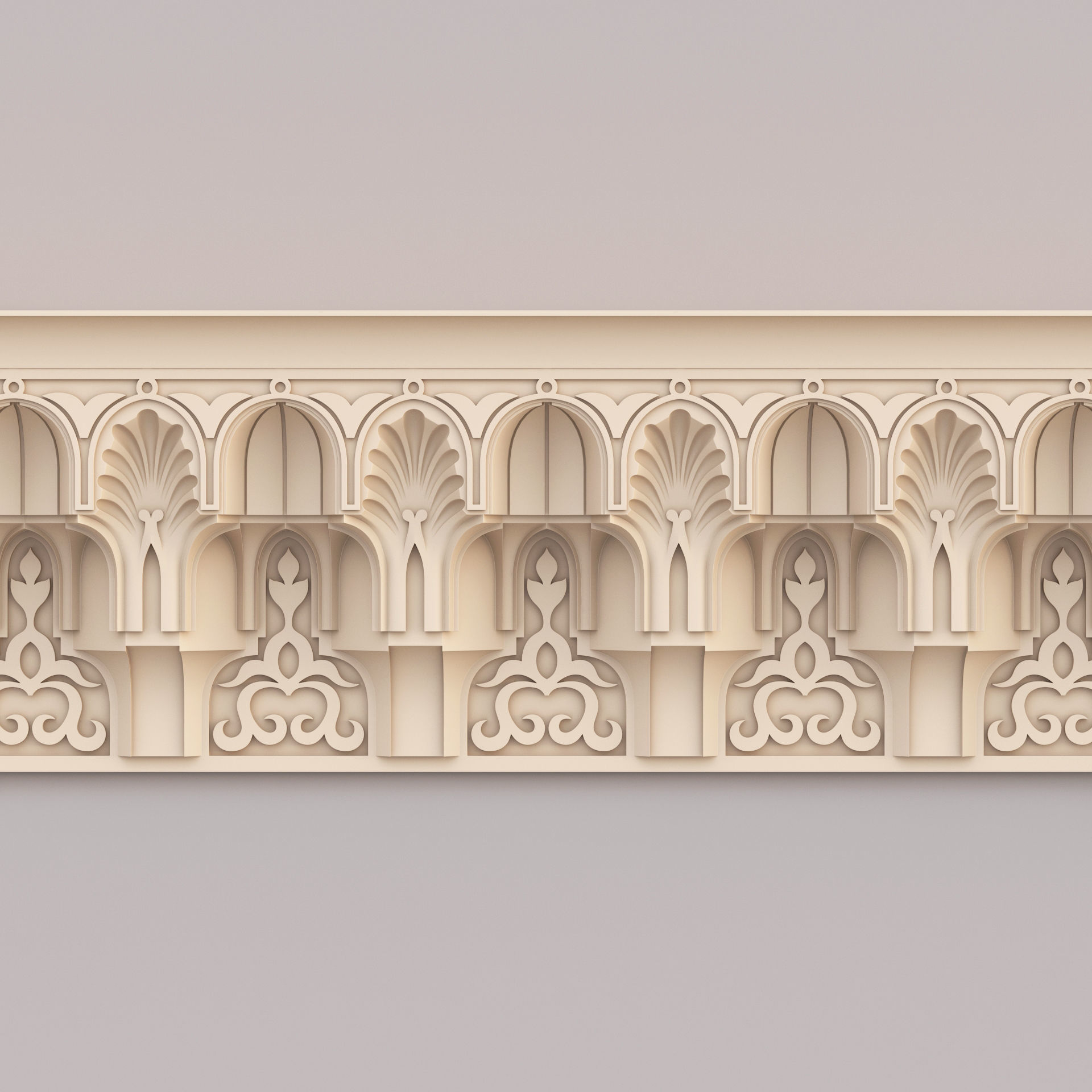 Classic Islamic Muqarnas Cornice 002 3D model_3