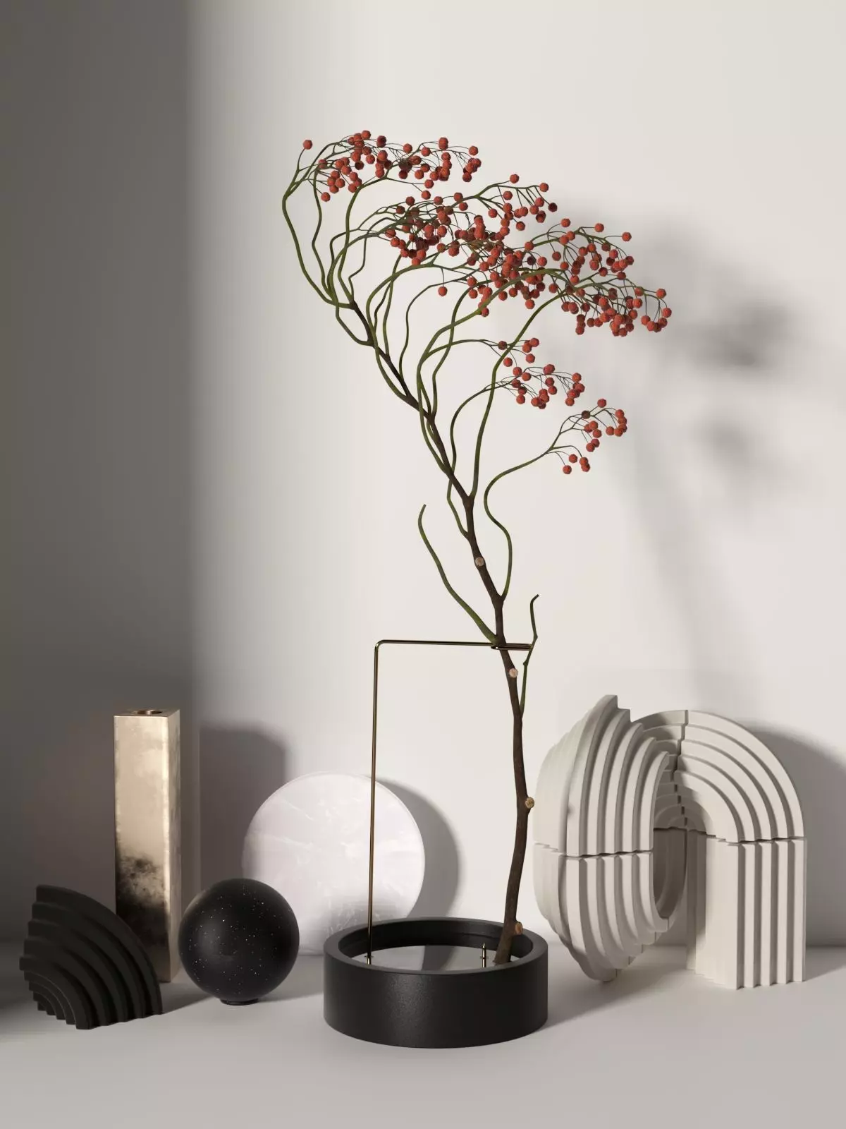 Rose Hips with Decorative Objects 3D model_0