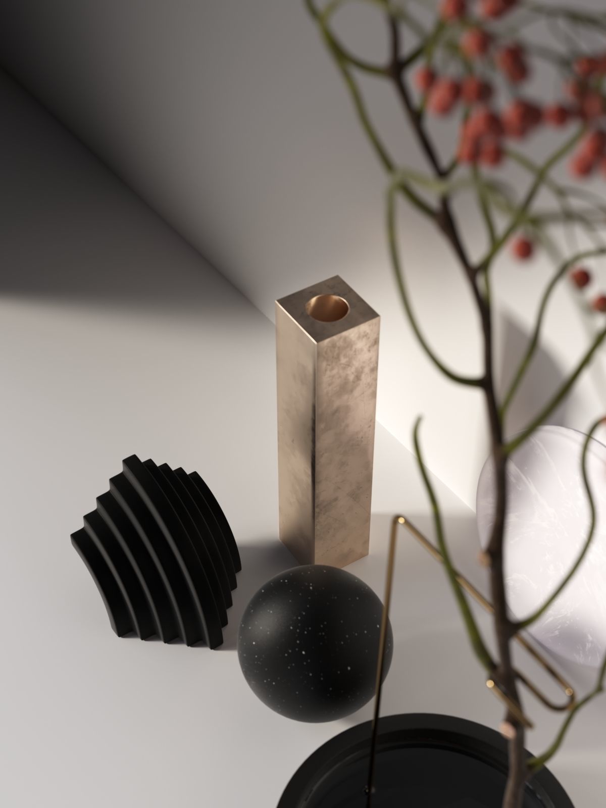 Rose Hips with Decorative Objects 3D model_1