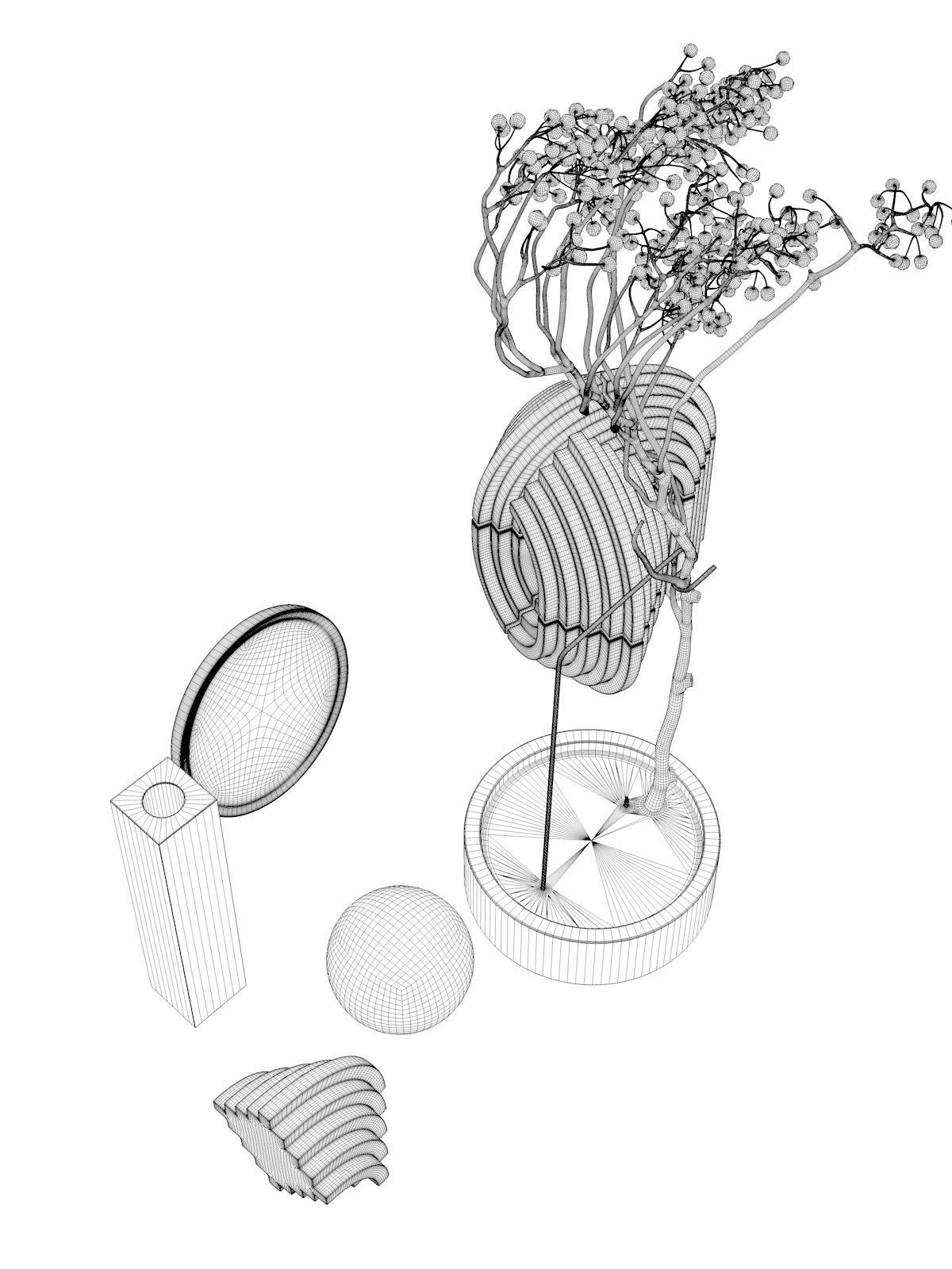 Rose Hips with Decorative Objects 3D model_4