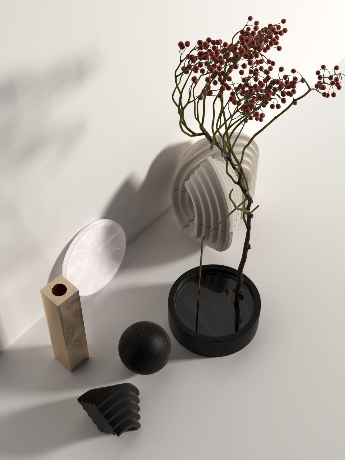 Rose Hips with Decorative Objects 3D model_2