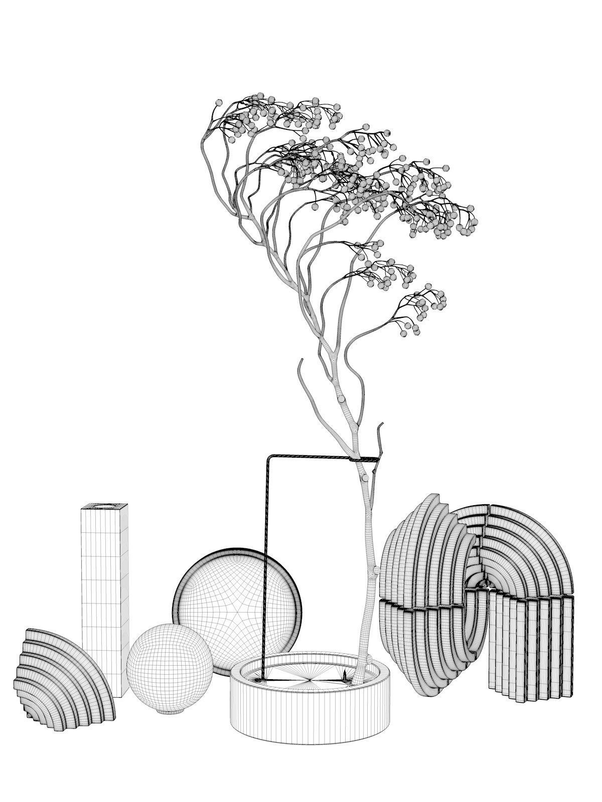 Rose Hips with Decorative Objects 3D model_3