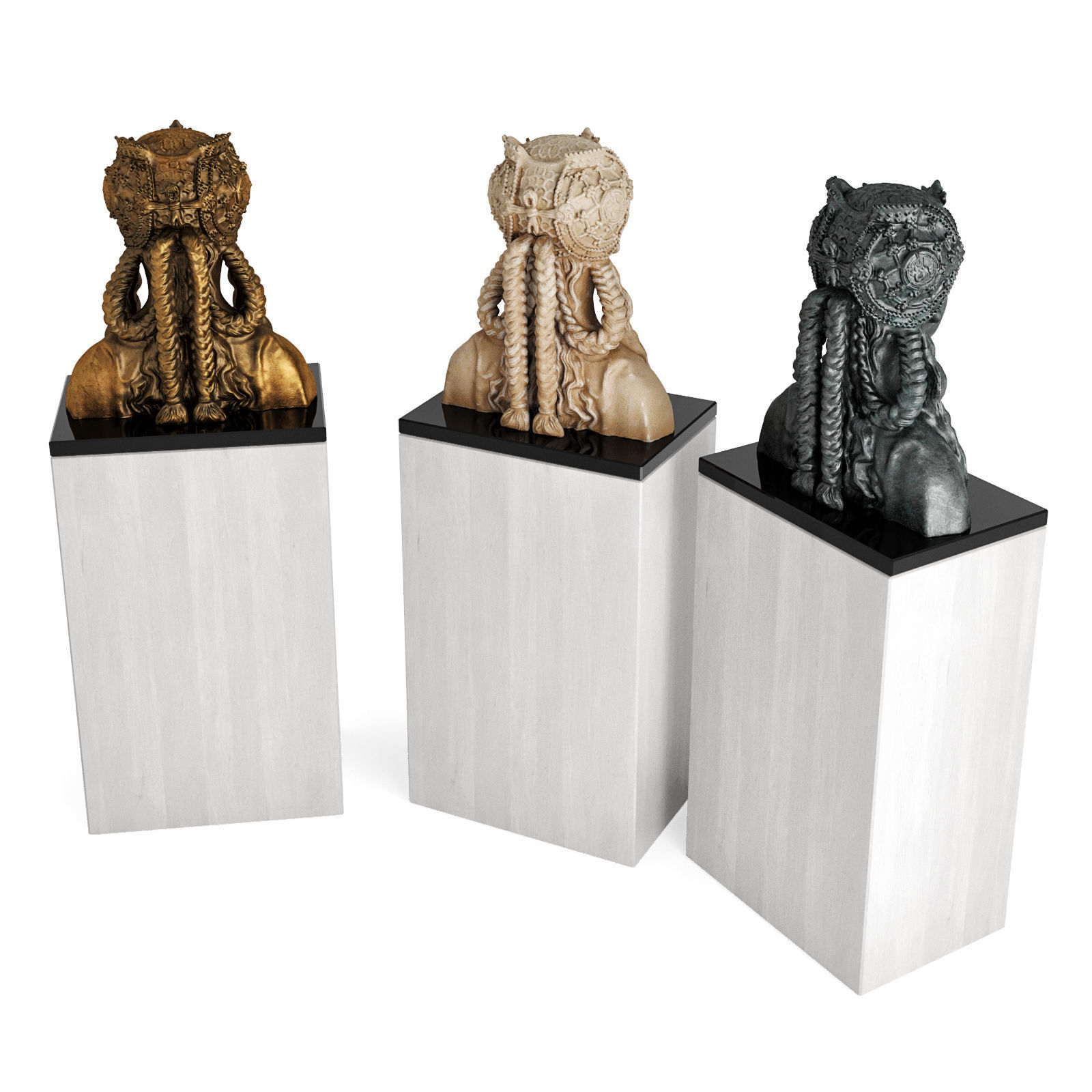 Ethnic bust female Low-poly 3D model_1