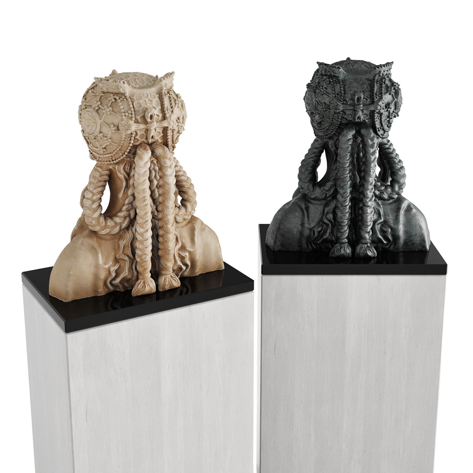 Ethnic bust female Low-poly 3D model_2