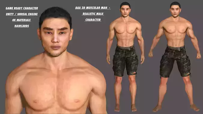 AAA 3D REALISTIC MALE CHARACTER 01 - HUMAN RIGGED GAME READY Low-poly 3D model