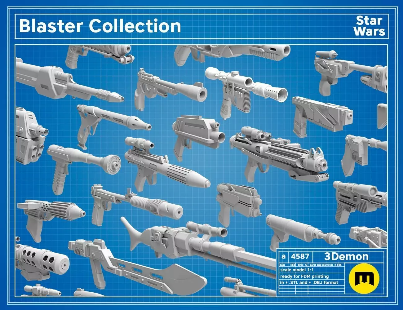 Star Wars 103 Blasters Collection 3D print model