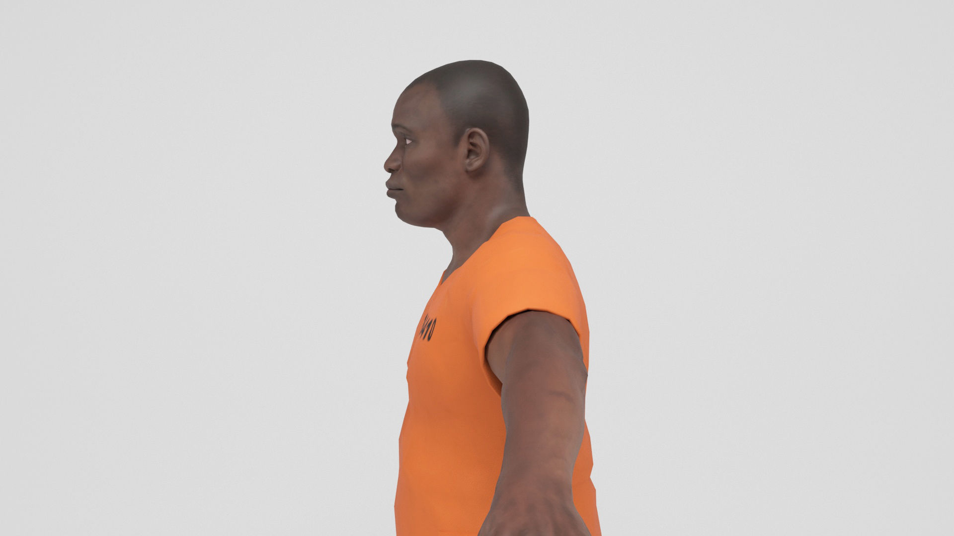 Prisioner 1 prisoner in orange uniform Low-poly 3D model_7