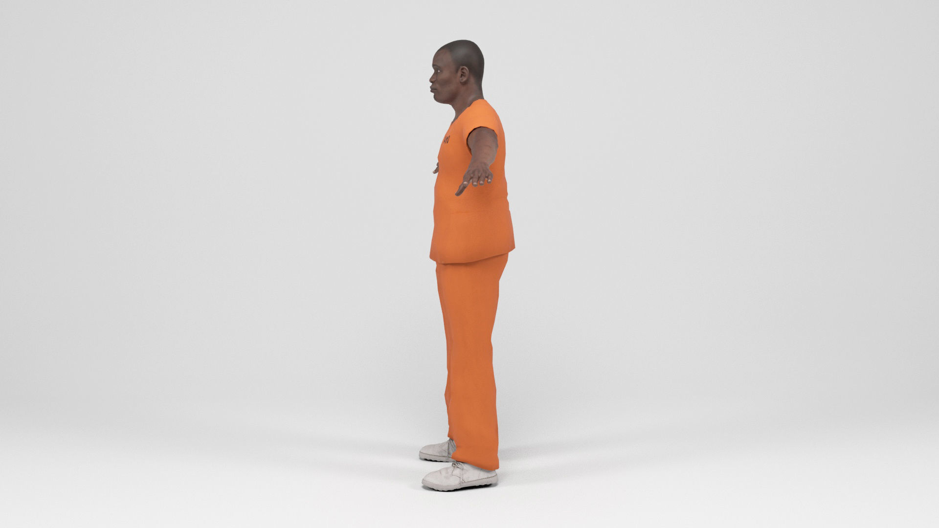 Prisioner 1 prisoner in orange uniform Low-poly 3D model_3