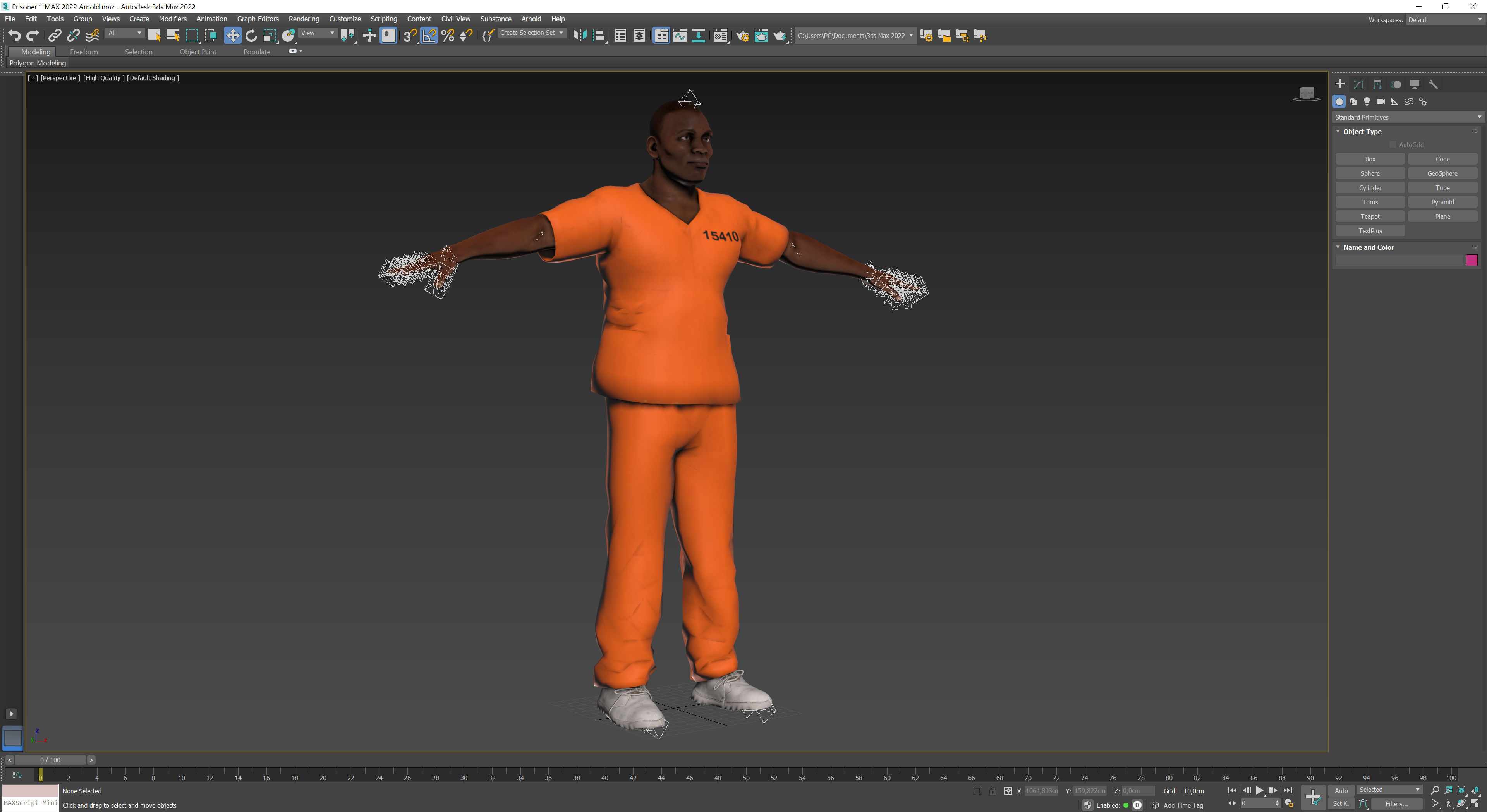 Prisioner 1 prisoner in orange uniform Low-poly 3D model_13