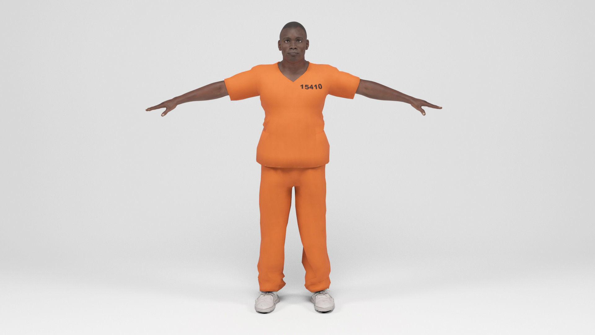 Prisioner 1 prisoner in orange uniform Low-poly 3D model_2