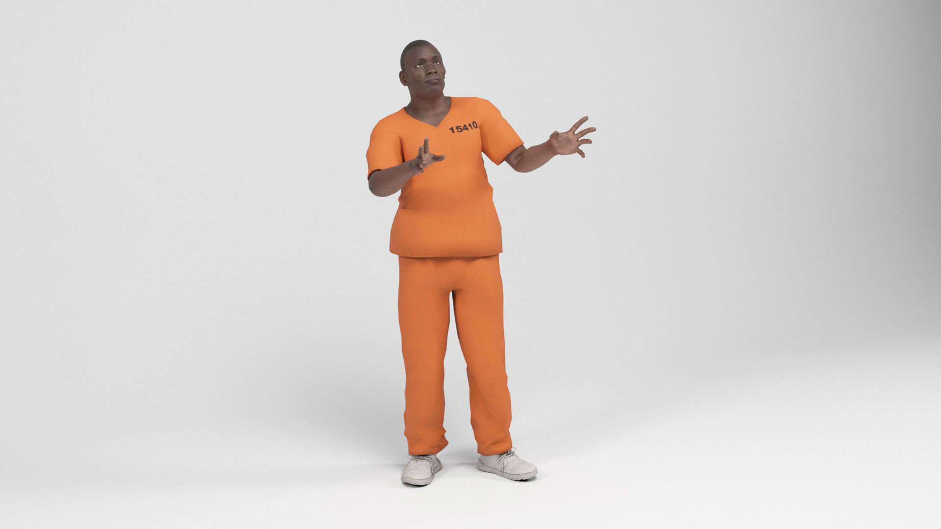Prisioner 1 prisoner in orange uniform Low-poly 3D model_11