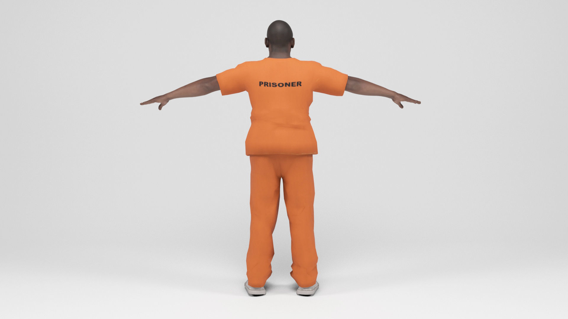 Prisioner 1 prisoner in orange uniform Low-poly 3D model_4