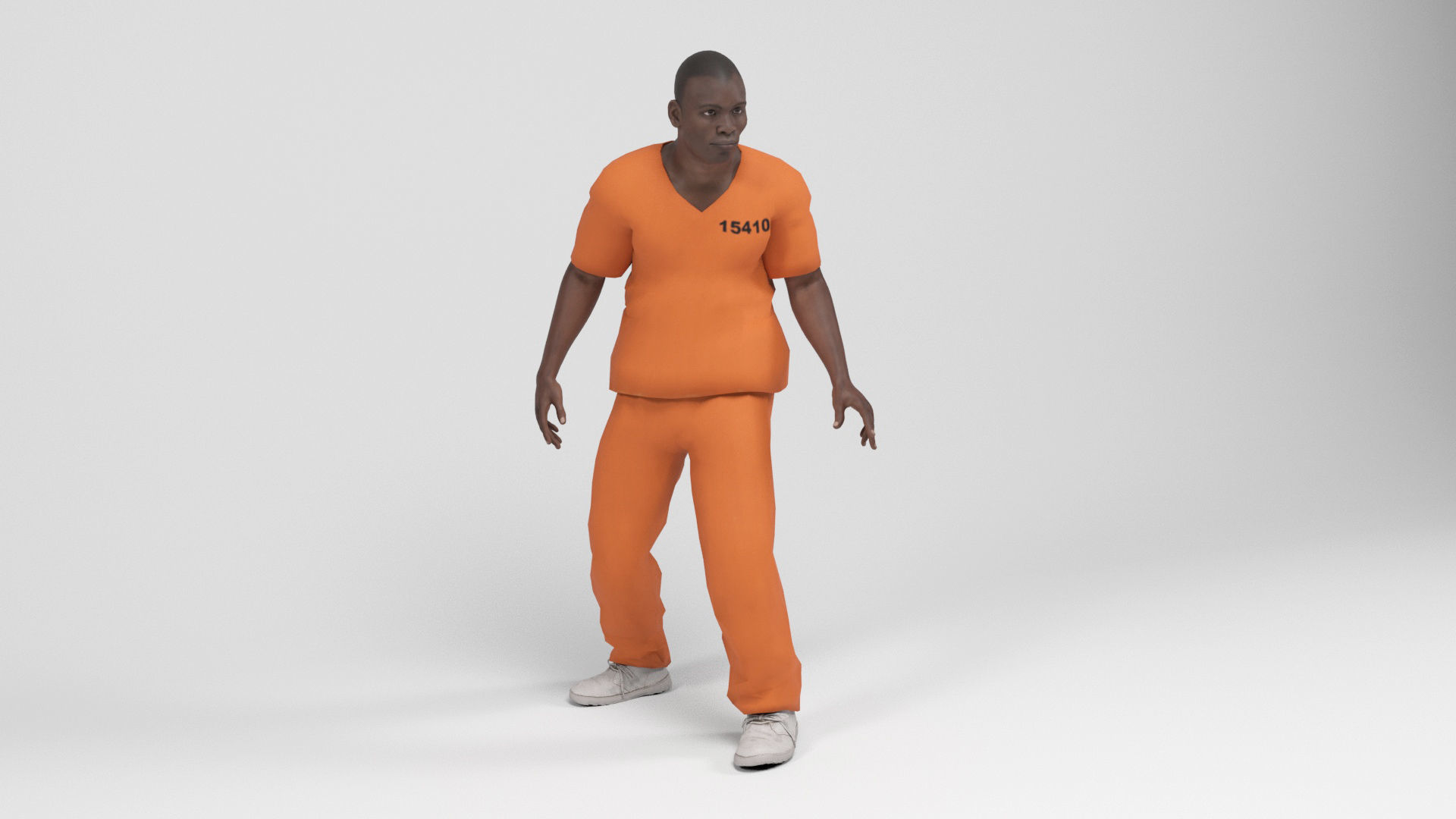 Prisioner 1 prisoner in orange uniform Low-poly 3D model_8