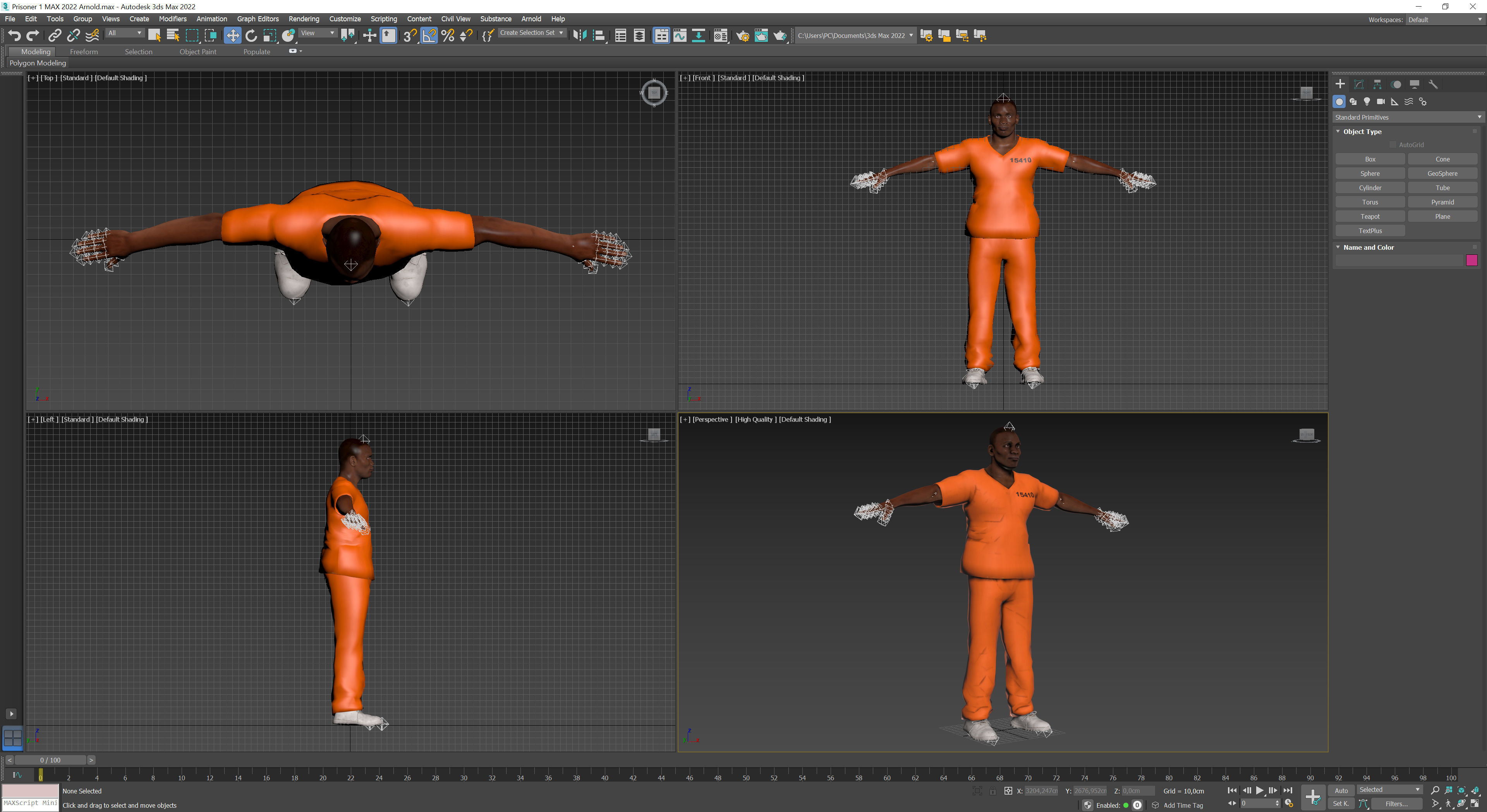 Prisioner 1 prisoner in orange uniform Low-poly 3D model_12