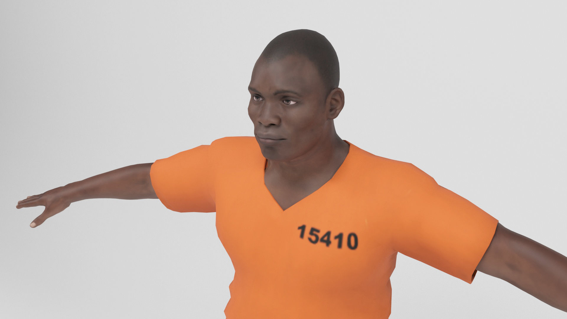 Prisioner 1 prisoner in orange uniform Low-poly 3D model_6