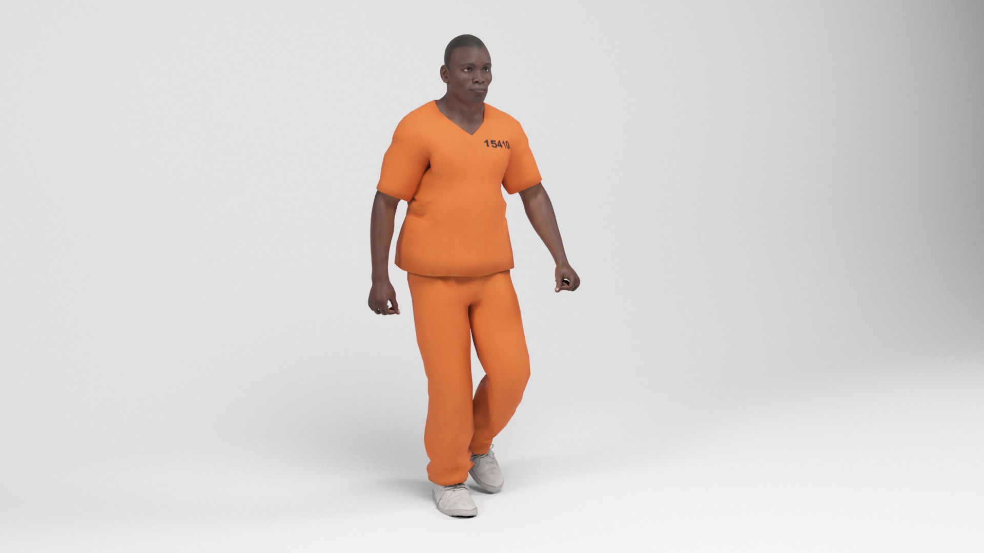 Prisioner 1 prisoner in orange uniform Low-poly 3D model_9